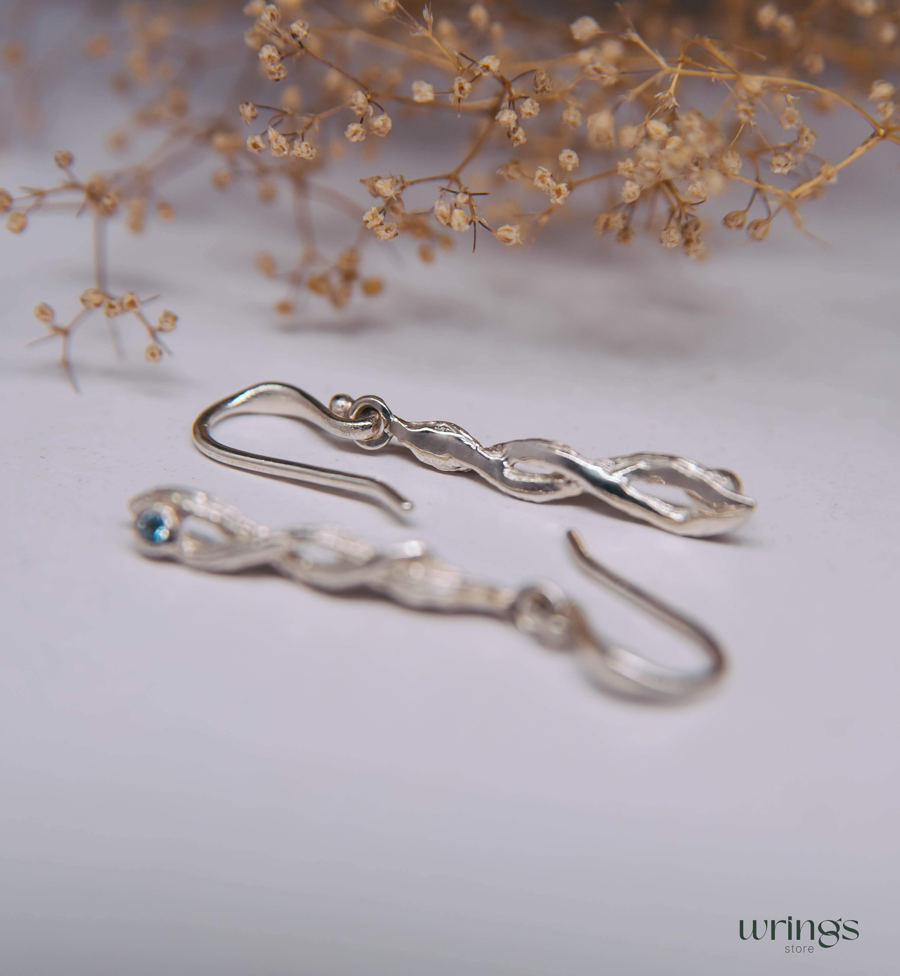 Infinity Tree Branch Dangling Drop Earrings with Topaz