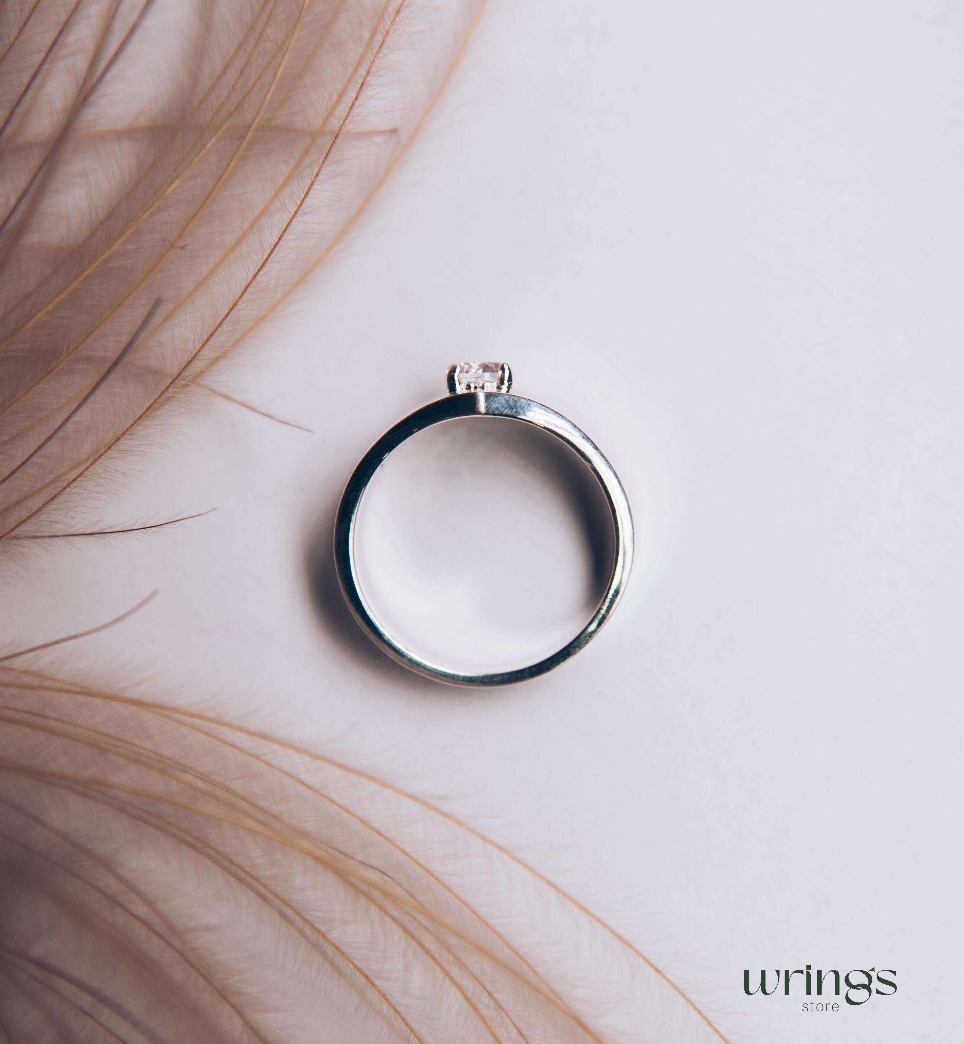 Cocktail Silver Chevron Band with Round Cubic Zirconia