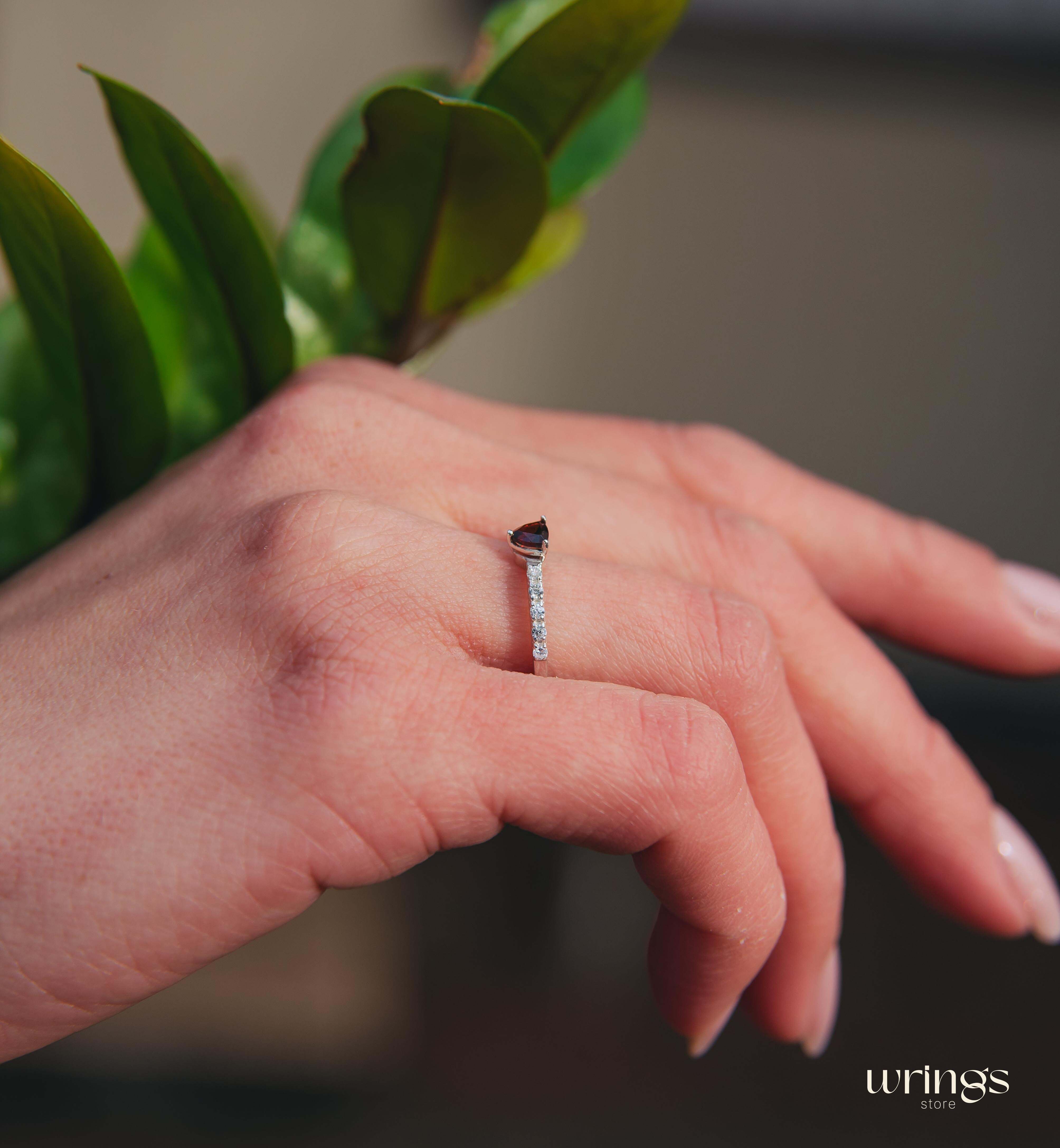 Garnet January Birthstone Engagement ring with Accents