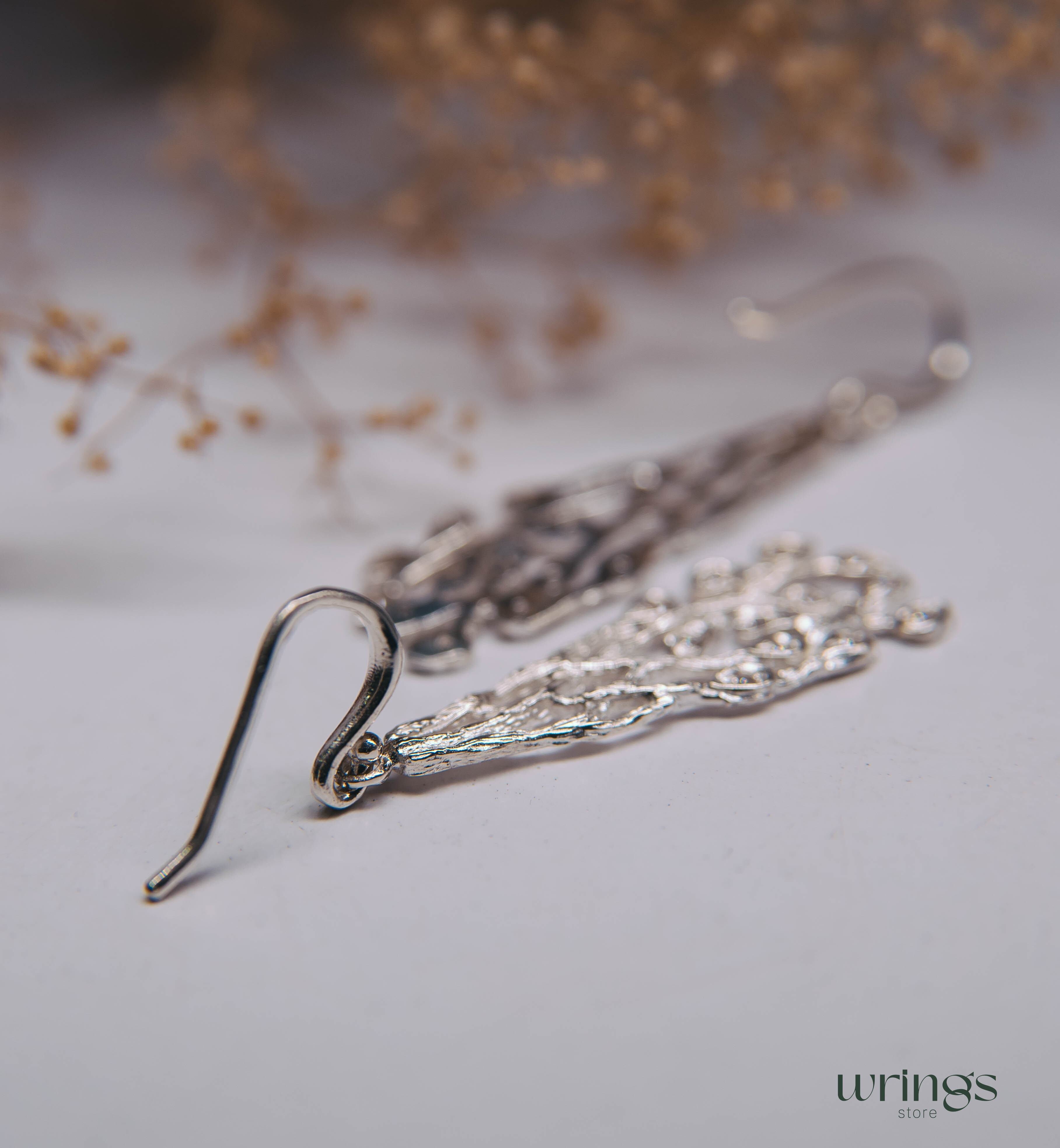 Layering Branch Gemstone Earrings Silver Cottagecore