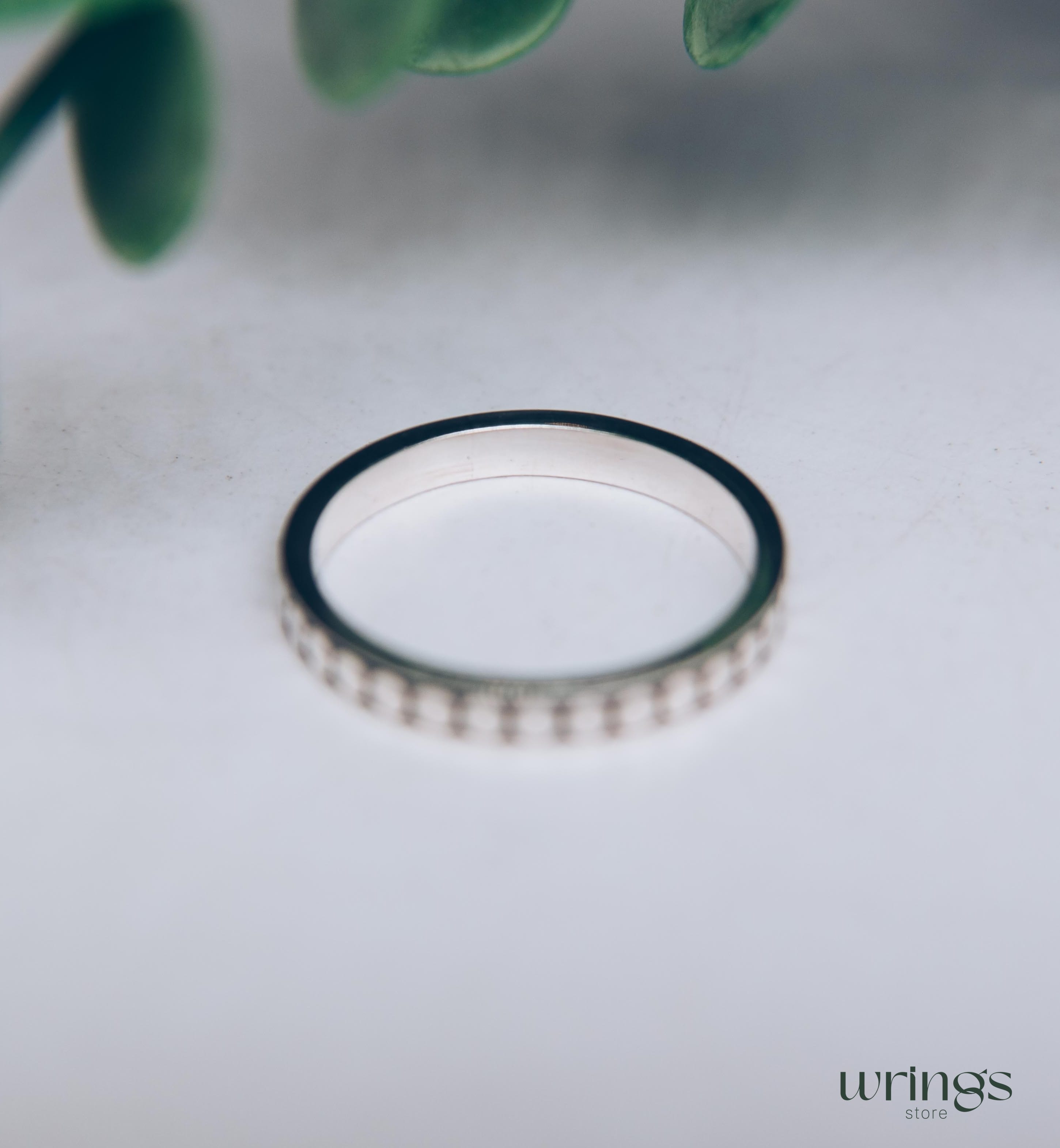 Engraved Dots Ring Minimalist Design Sterling Silver