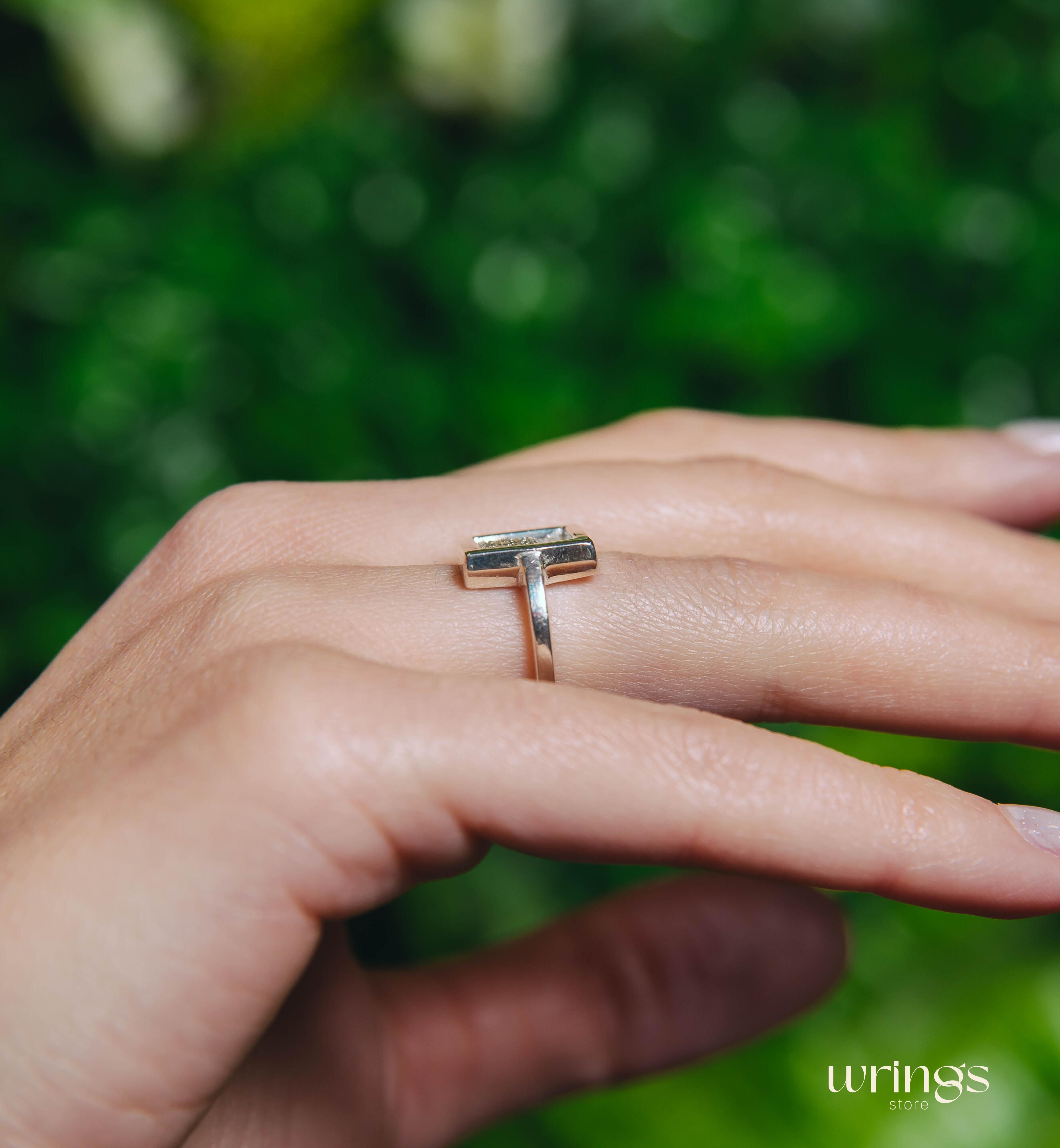 Bold Open Square Statement Ring Cubic Zirconia Stones