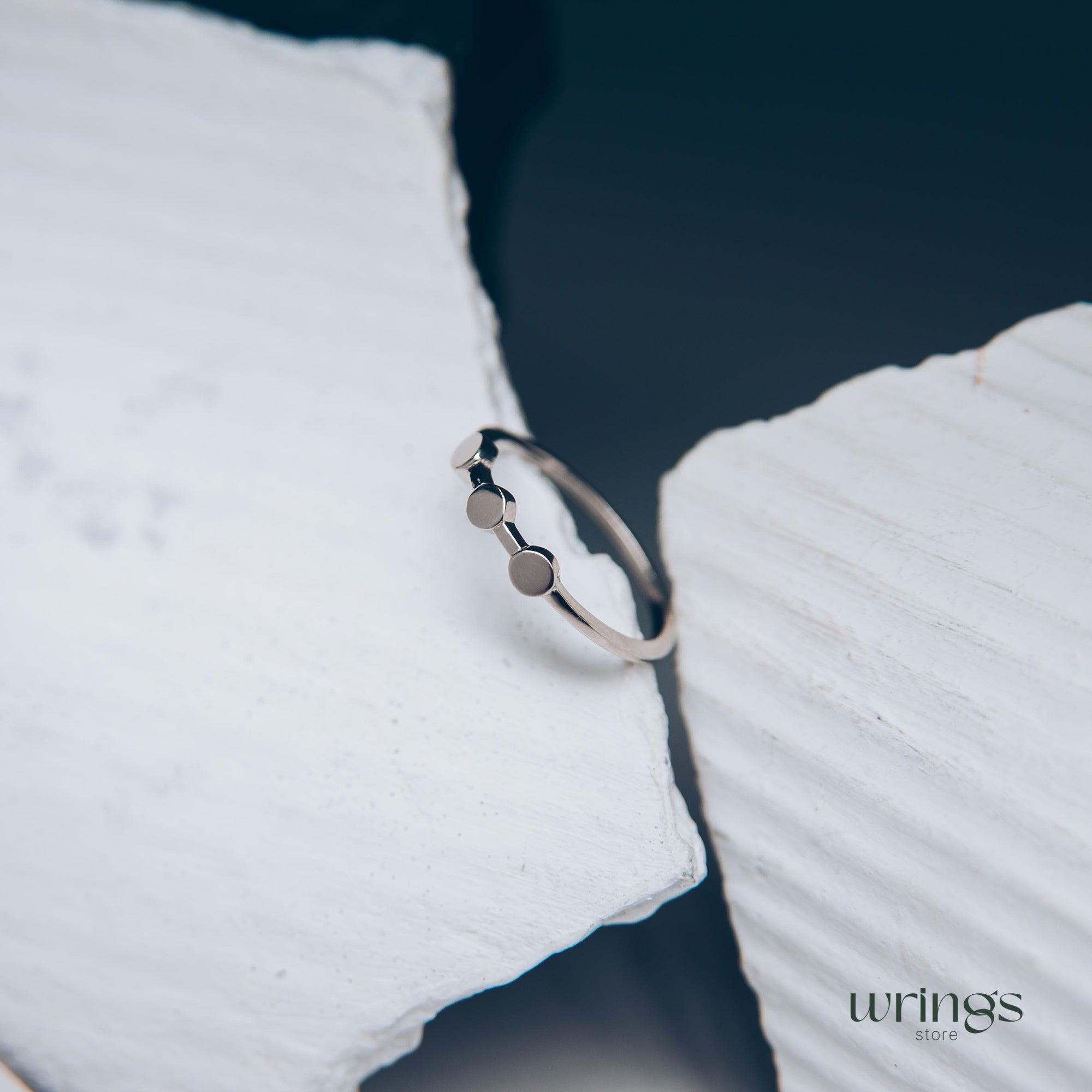 Minimalist Silver Dots Promise Ring for Her