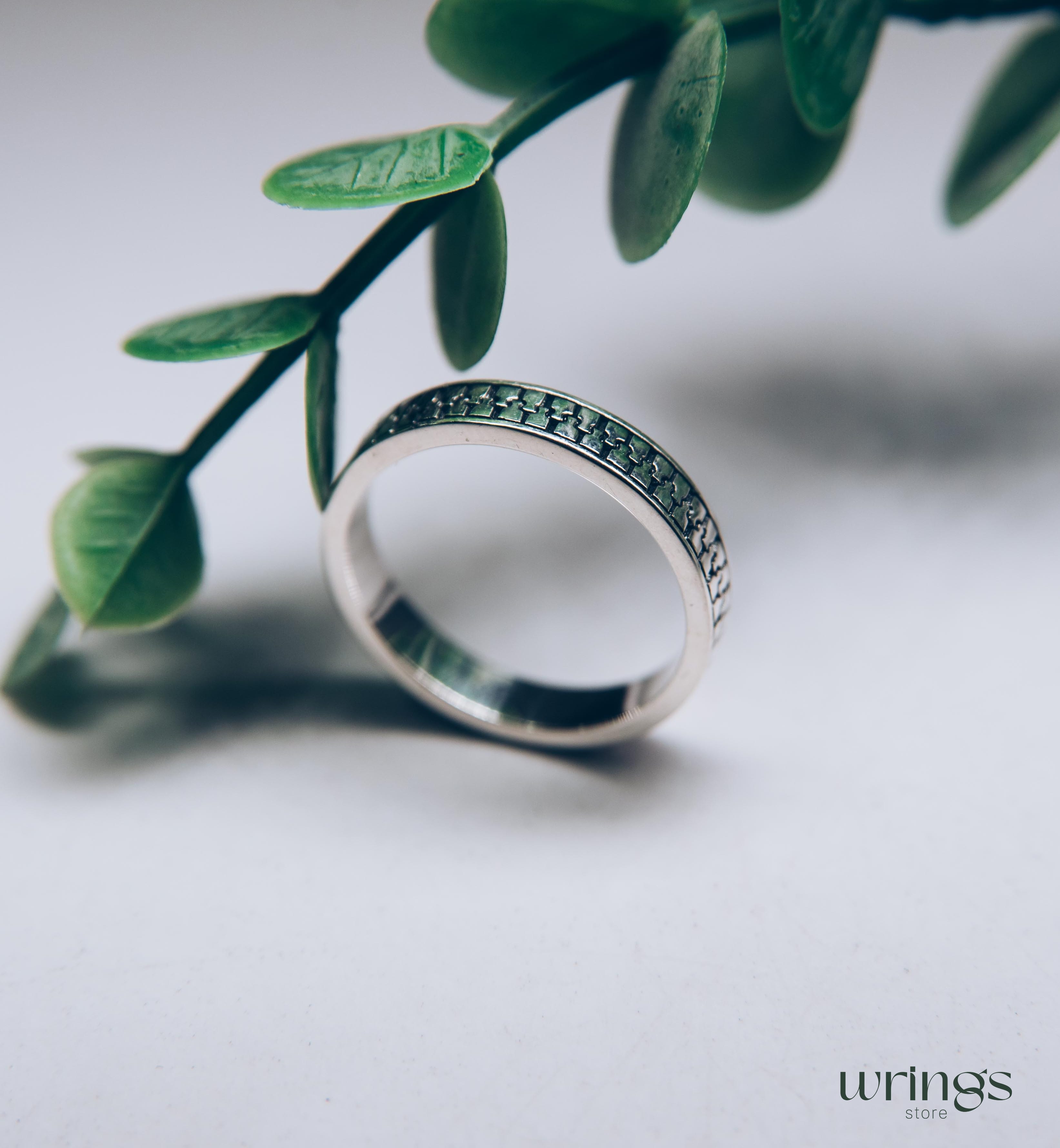 Y2K Engraved Zipper Pattern Silver Band Ring Unisex
