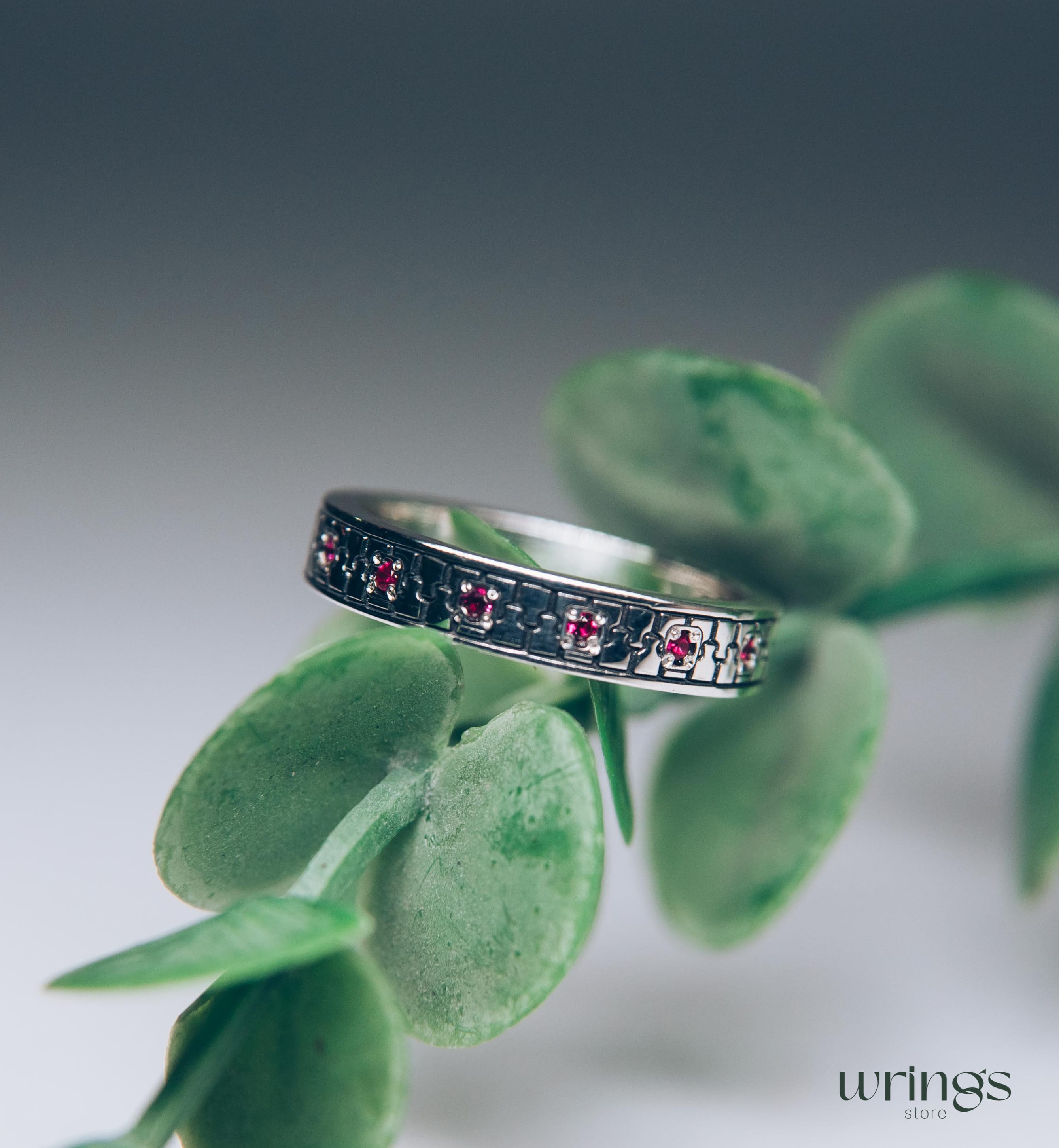 Multi Stone Silver Ring for Women Zipper Design Y2K