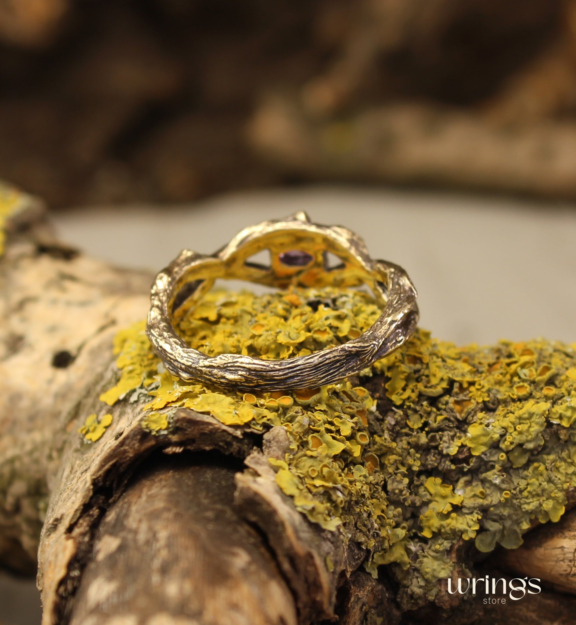 Sparkling Amethyst Infinity Branch Engagement Ring Gold