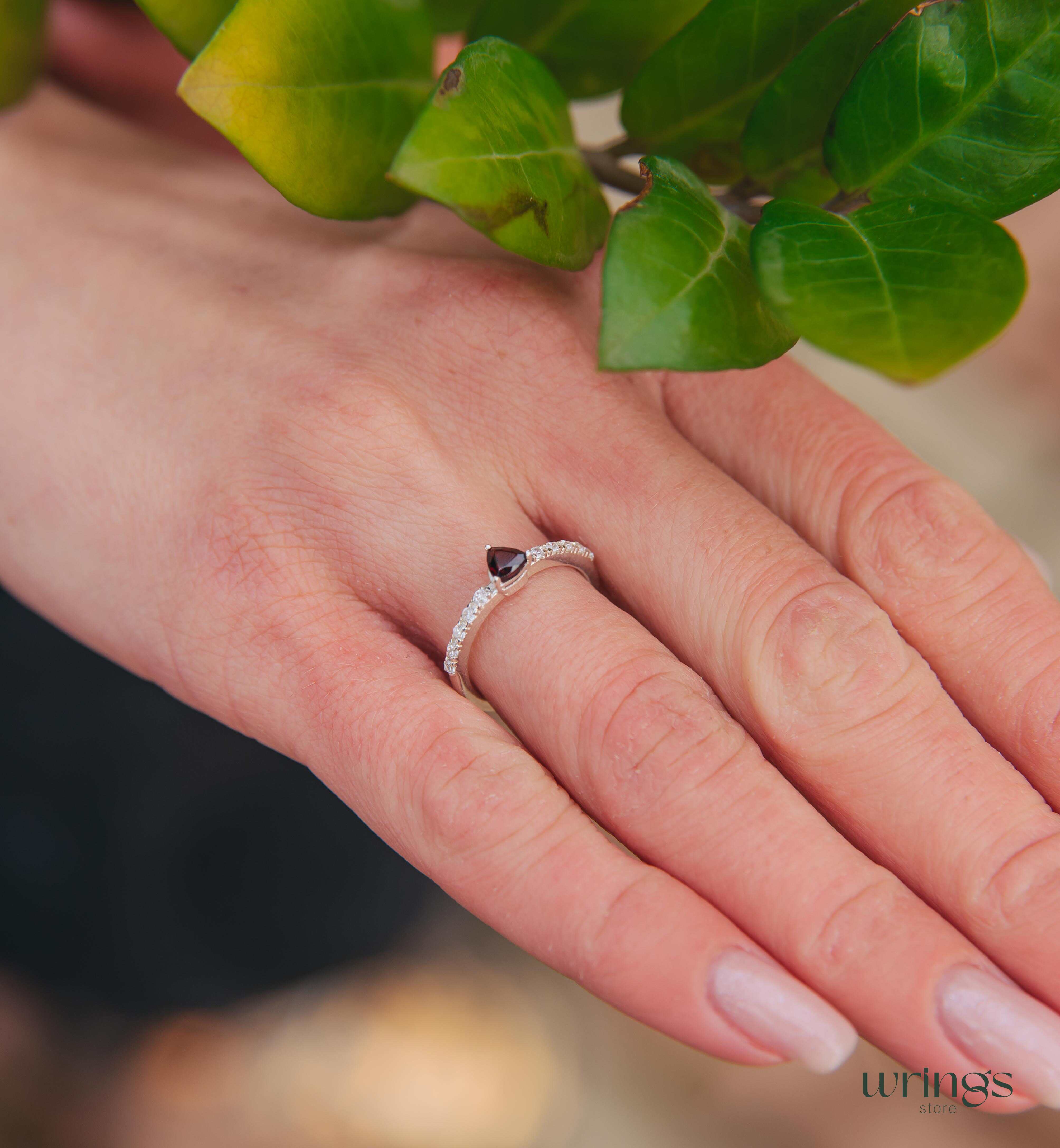Garnet January Birthstone Engagement ring with Accents