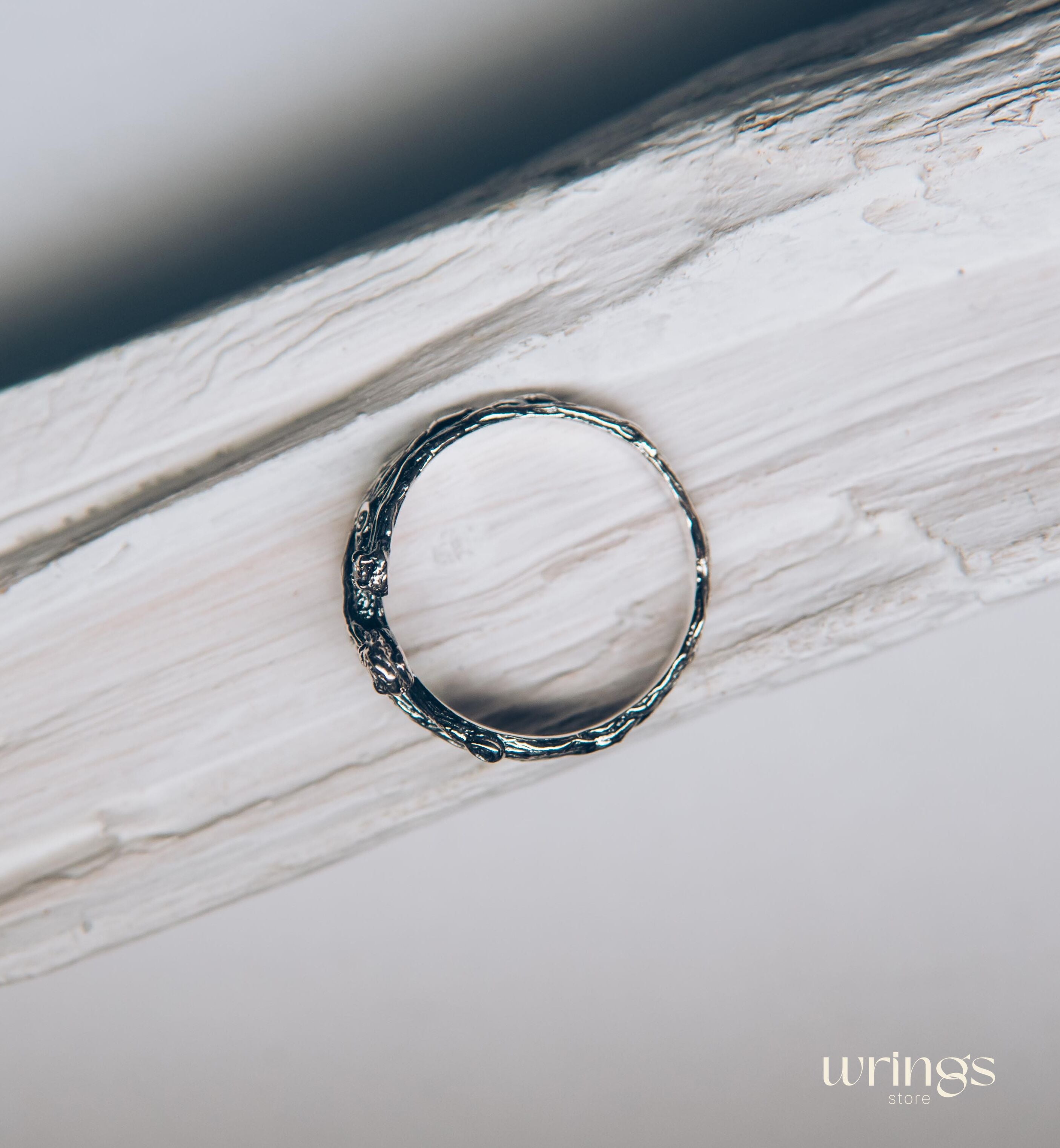 Intertwined Silver Branch Ring with 4 Gemstones