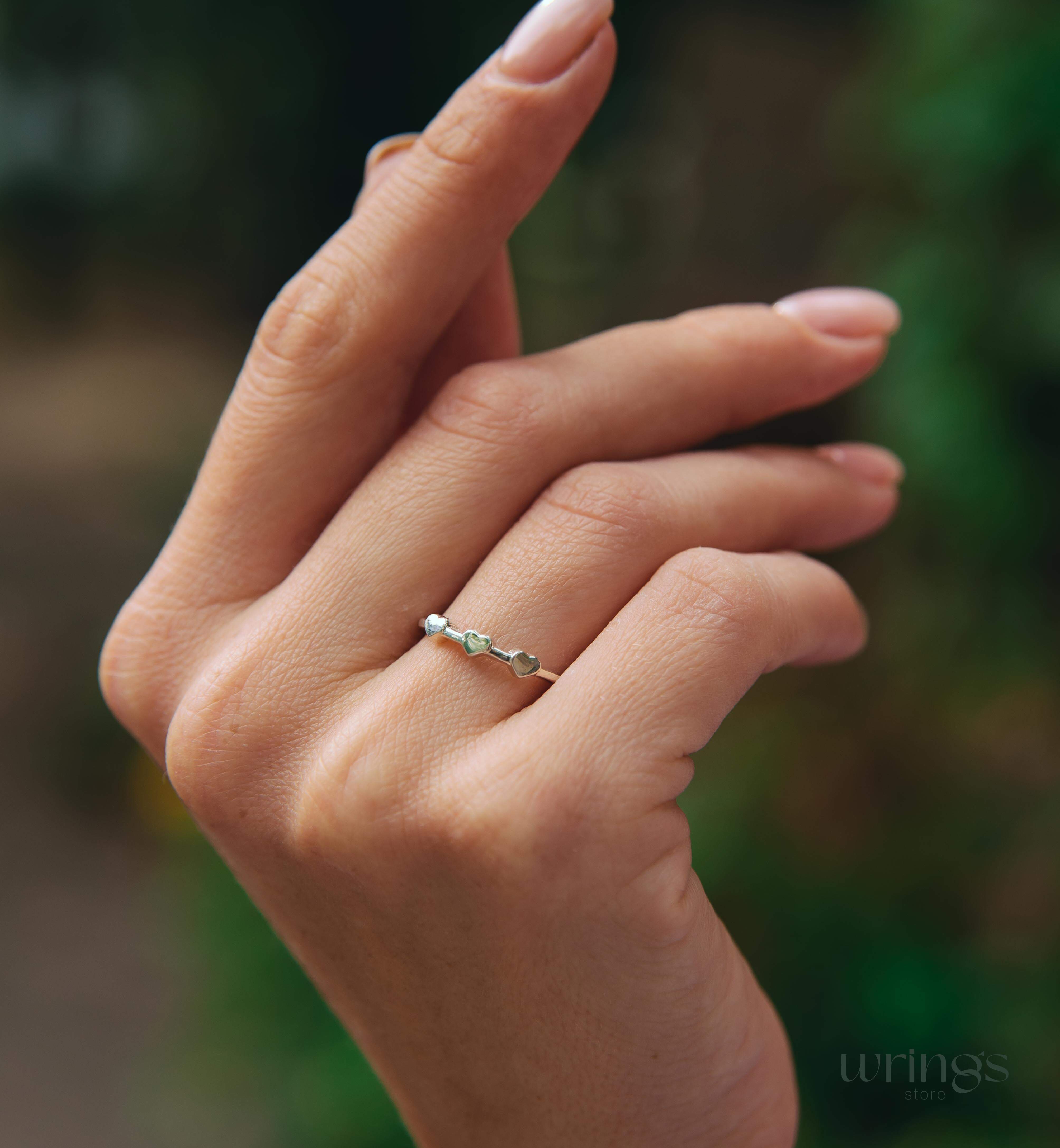 Three Hearts Women's Promise Ring Sterling Silver