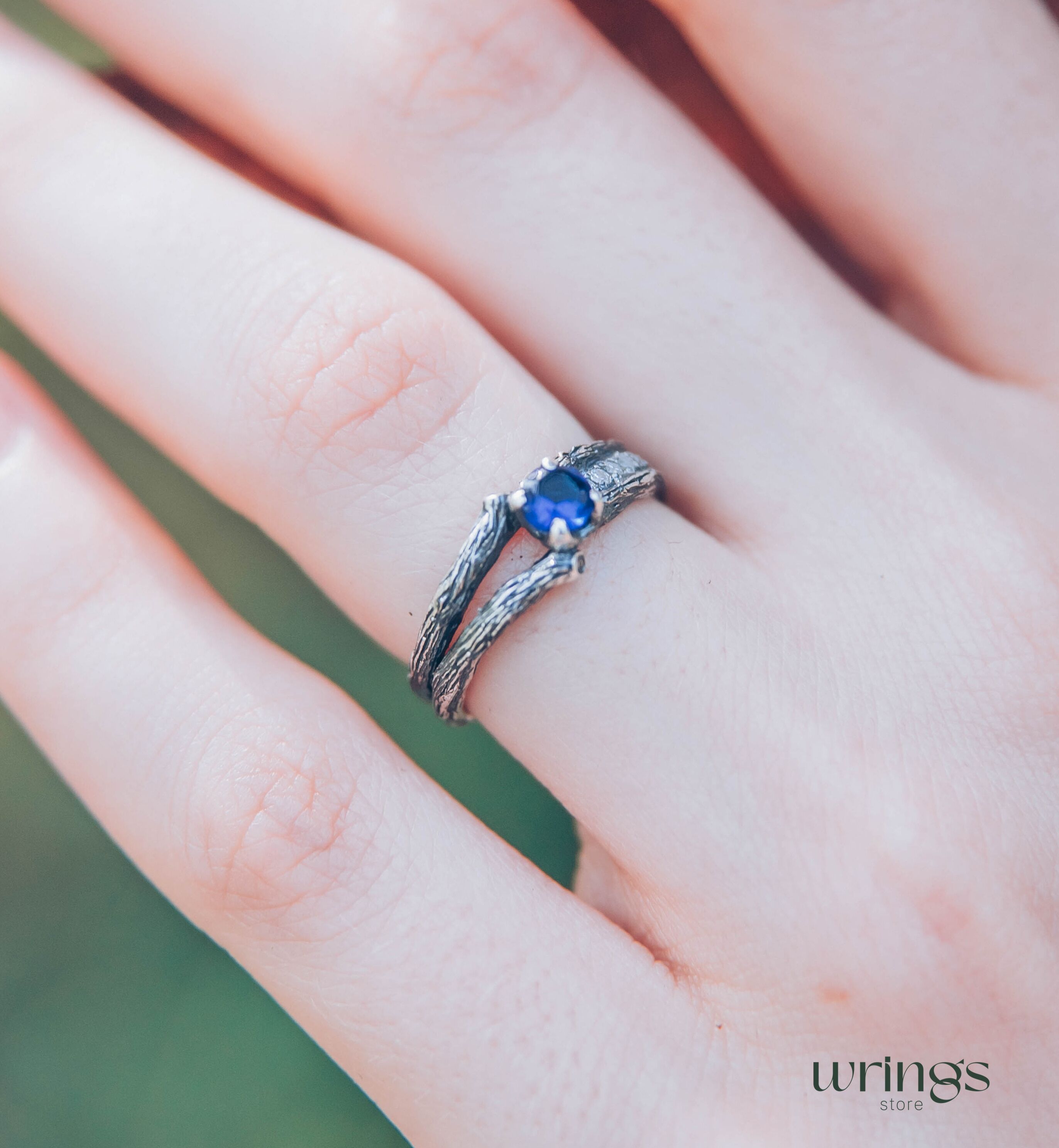 Two Silver Branches & Sapphire Engagement Ring fo Her