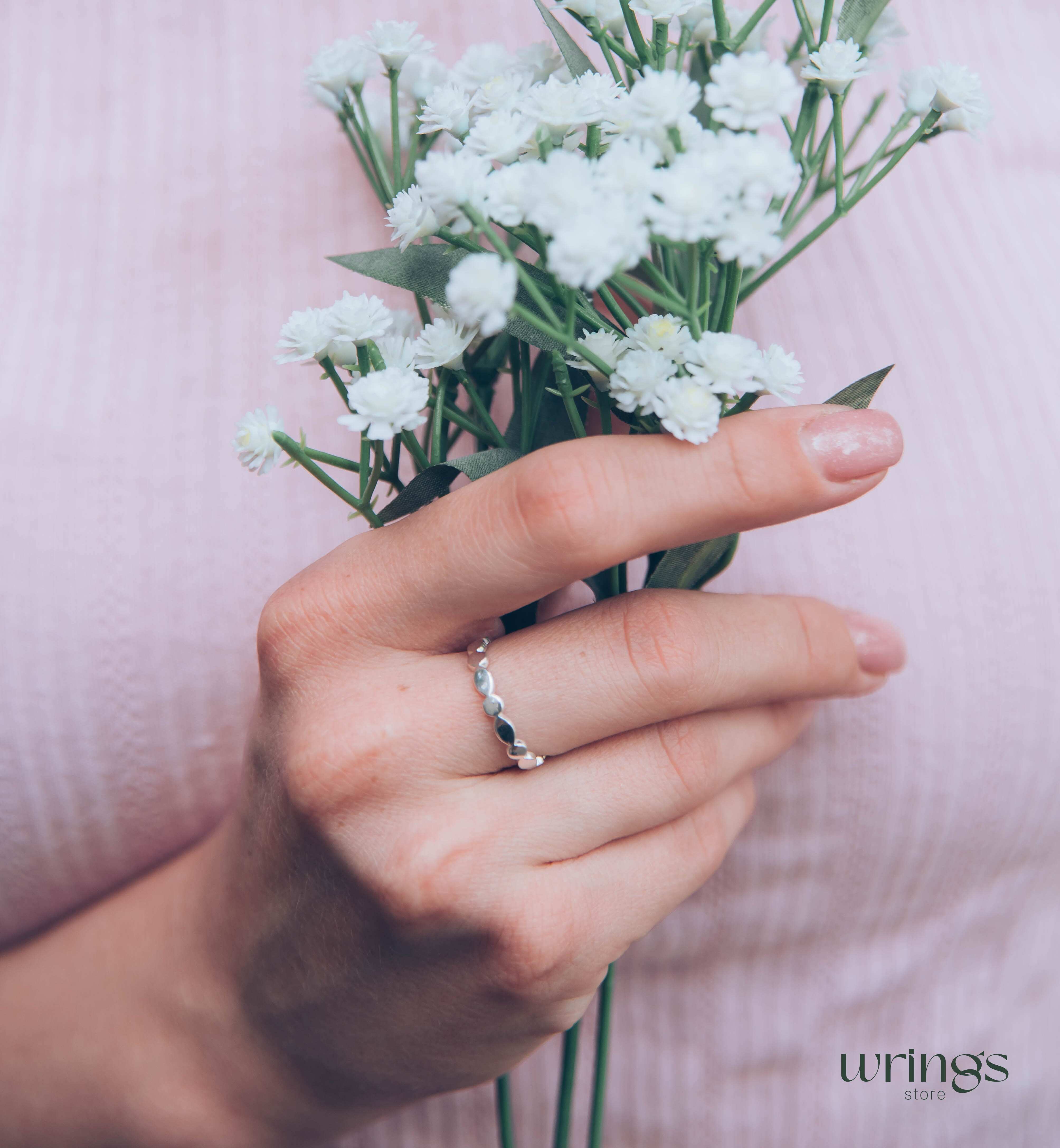 Ovals & Circles Stackable Promise Ring Silver