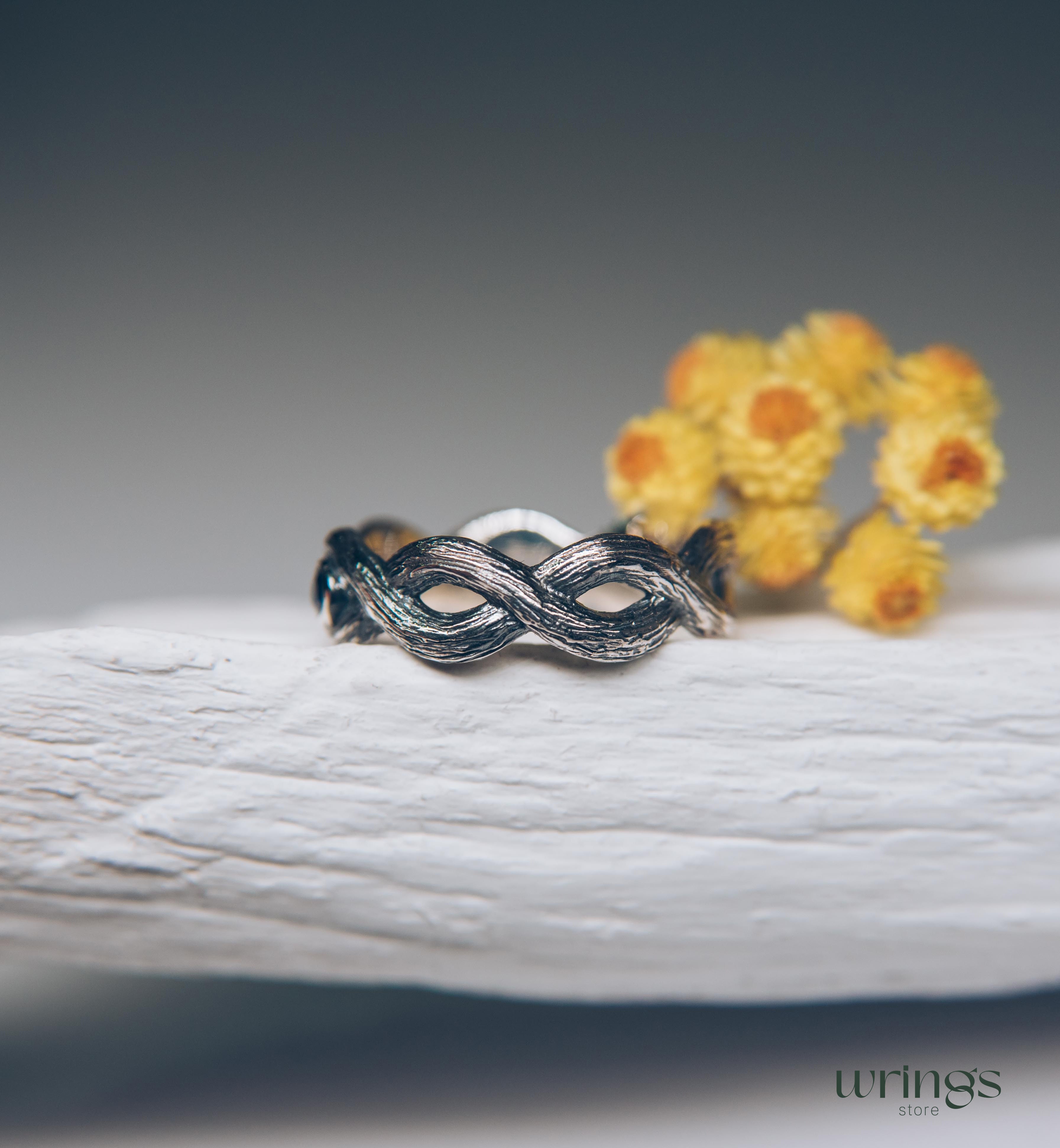 Twist Branch Infinity Wedding Band with Real Sapphire
