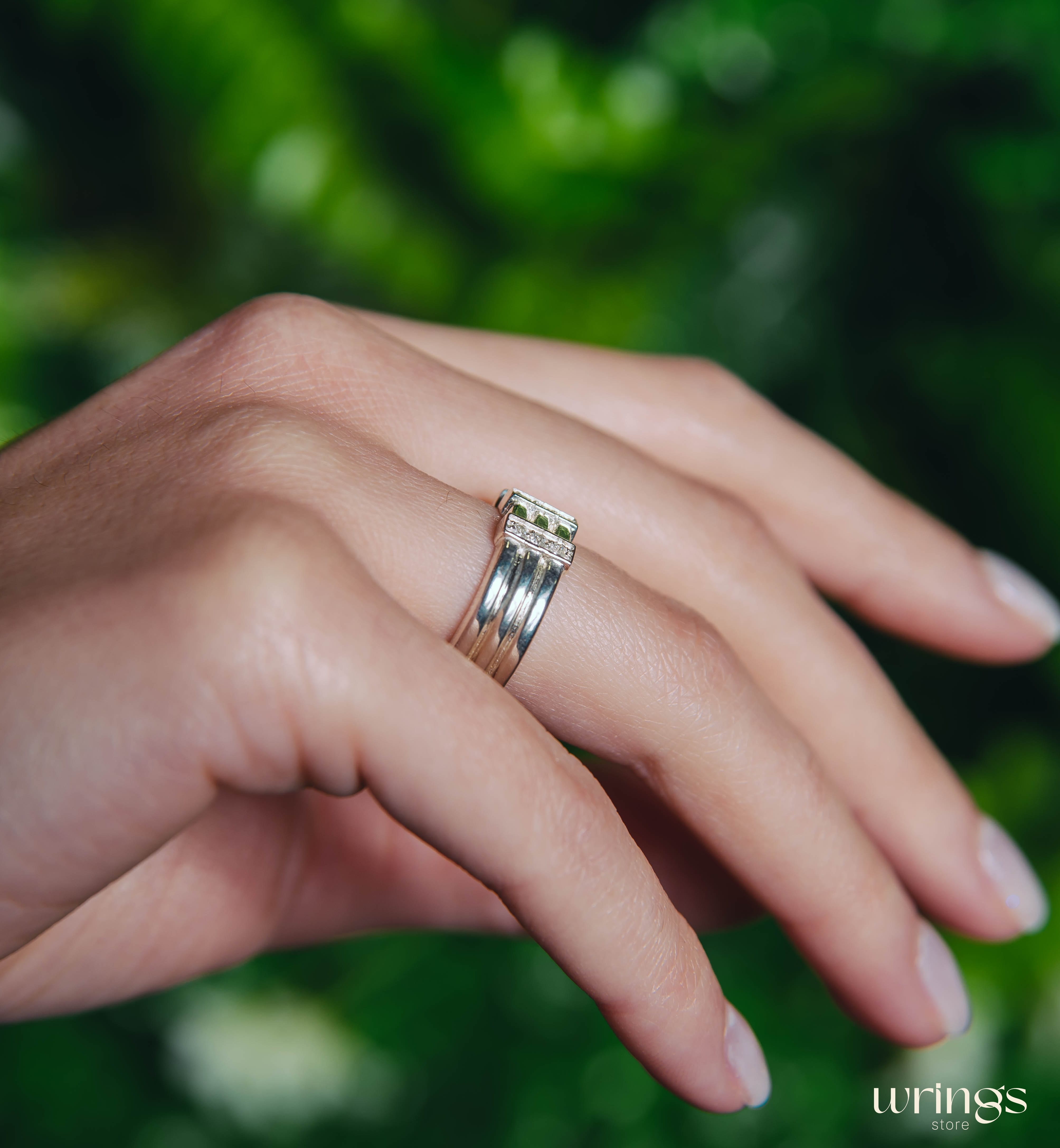 Modern Wedding Band Natural Diamonds Multi Stone