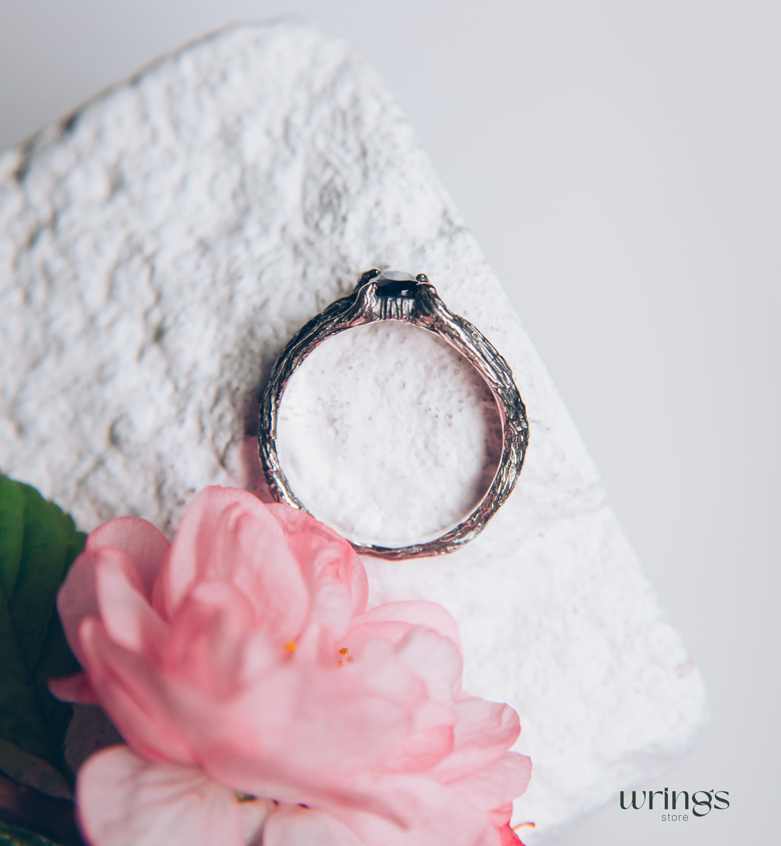 Cute Split Shank Double Branch Oval Sapphire Engagement Ring
