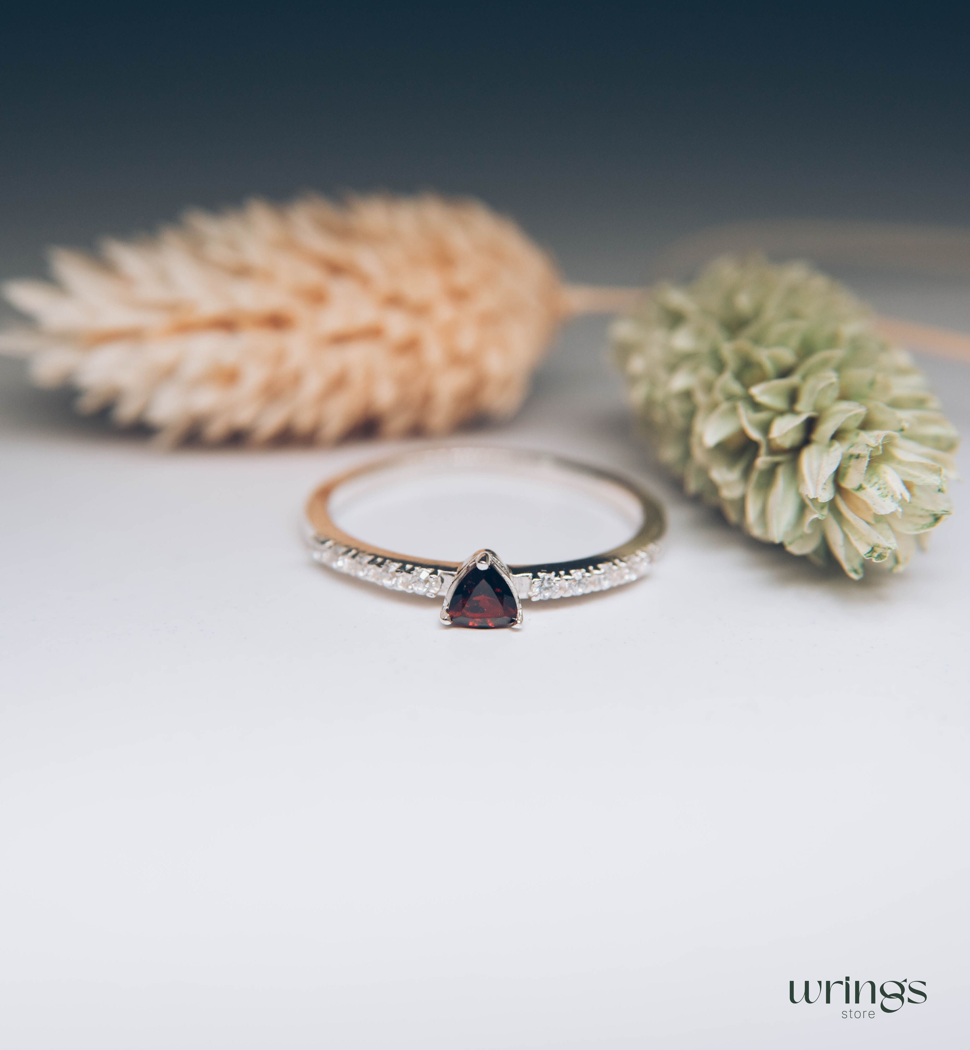 Garnet January Birthstone Engagement ring with Accents