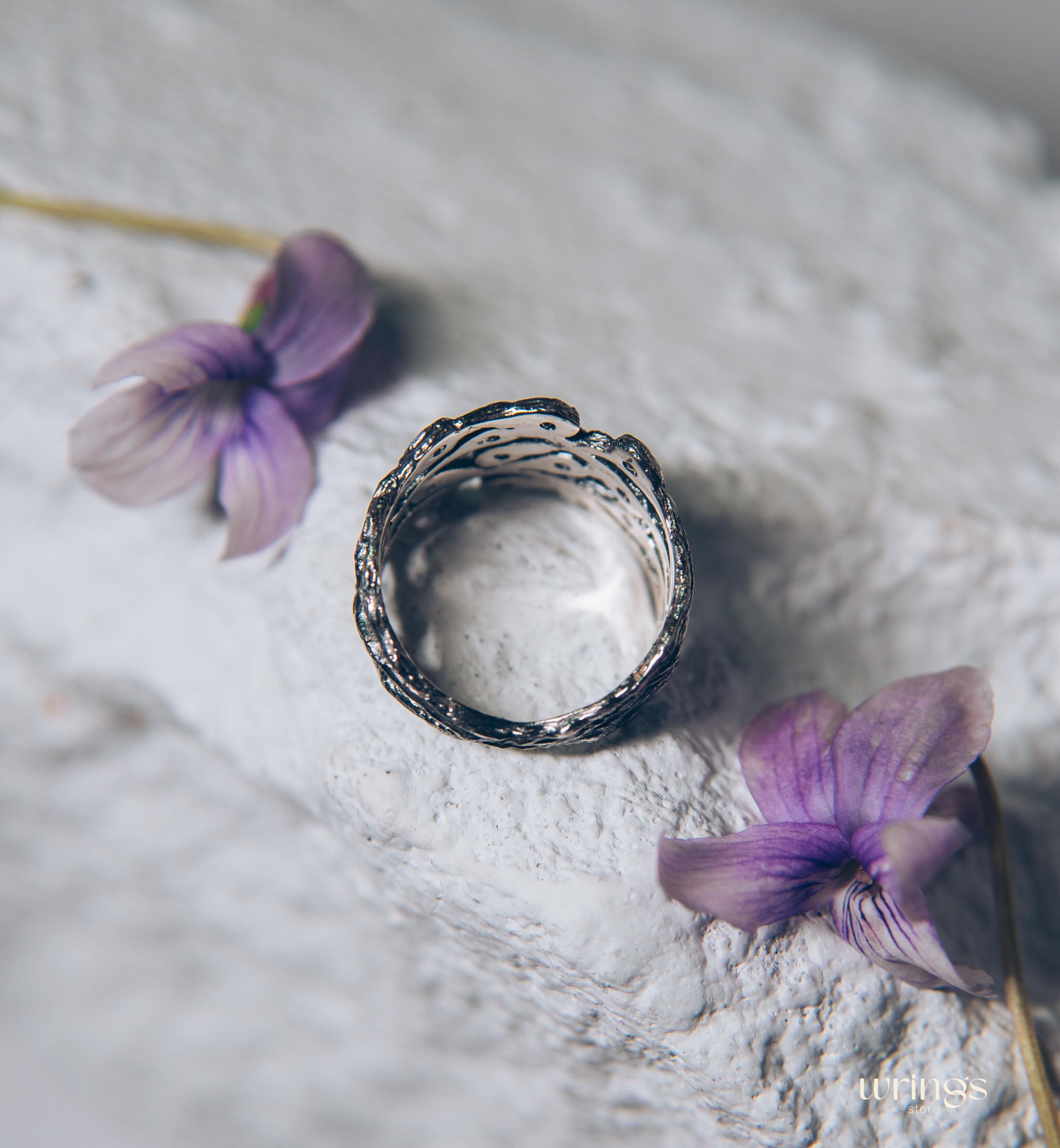 Wide Braided Branch Silver Womens Ring inspired by Nature