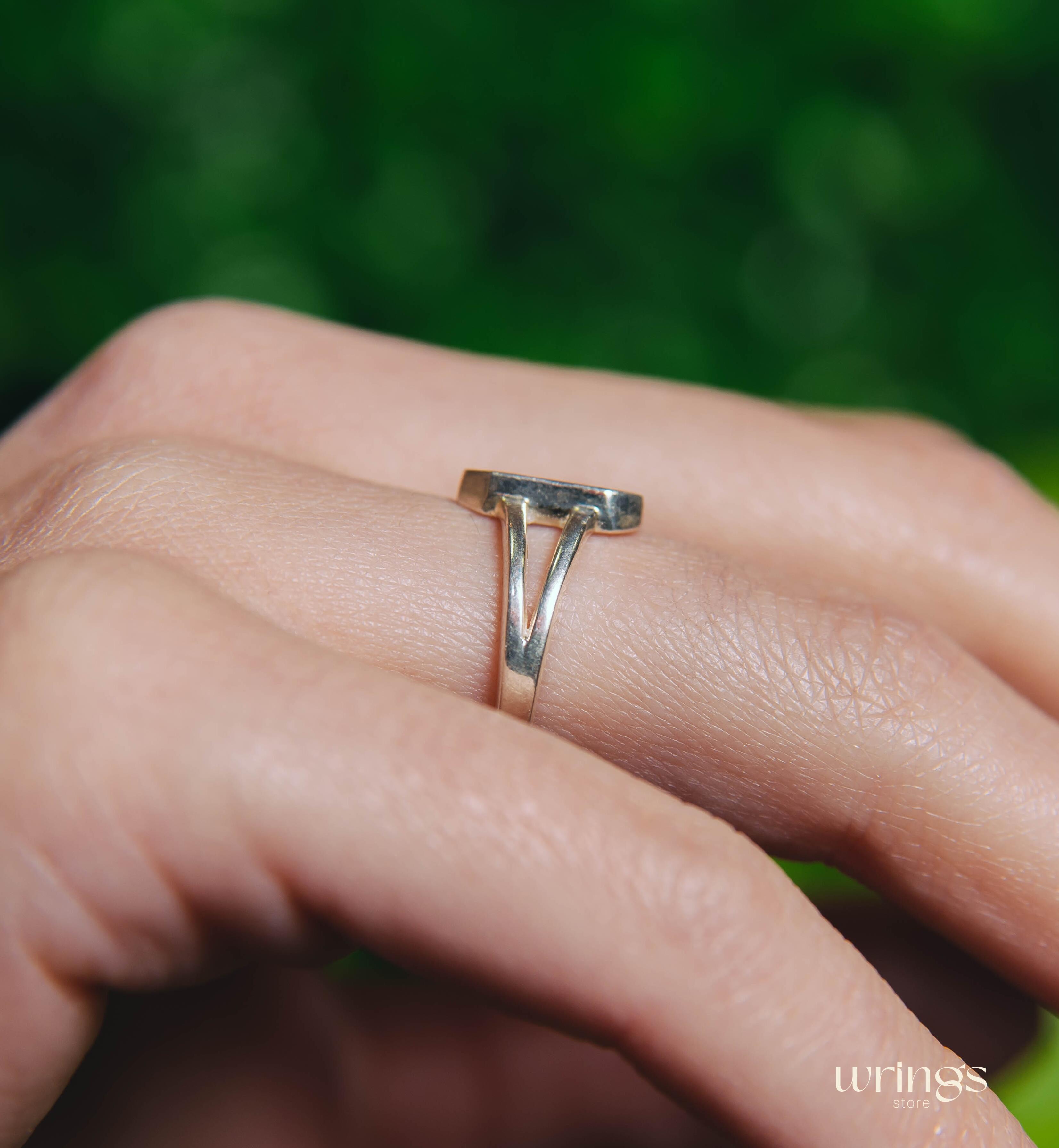 Minimalist Butterfly Signet Ring Sterling Silver