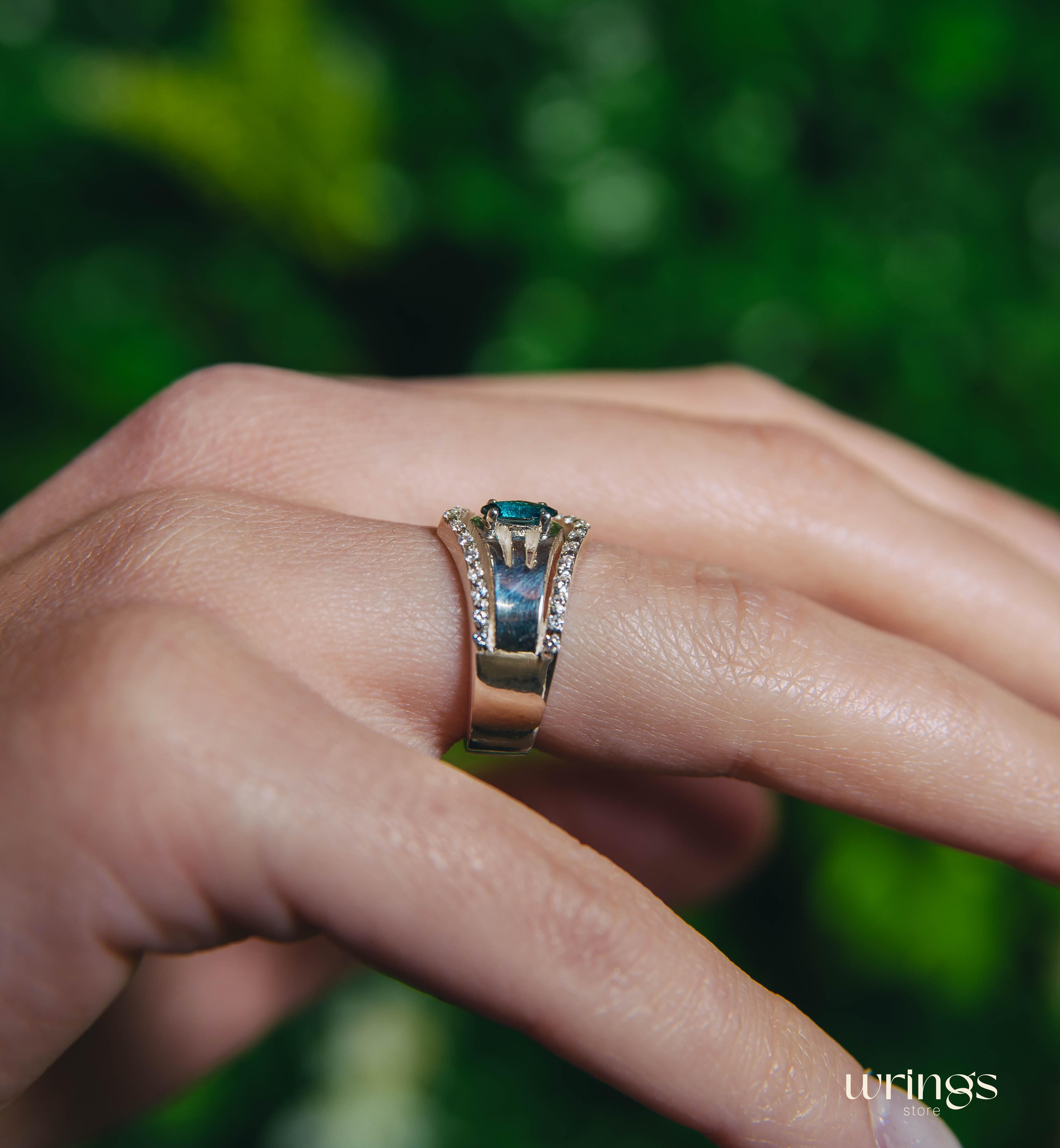 Chevron Band with Marquise LB Topaz and Faux Diamonds