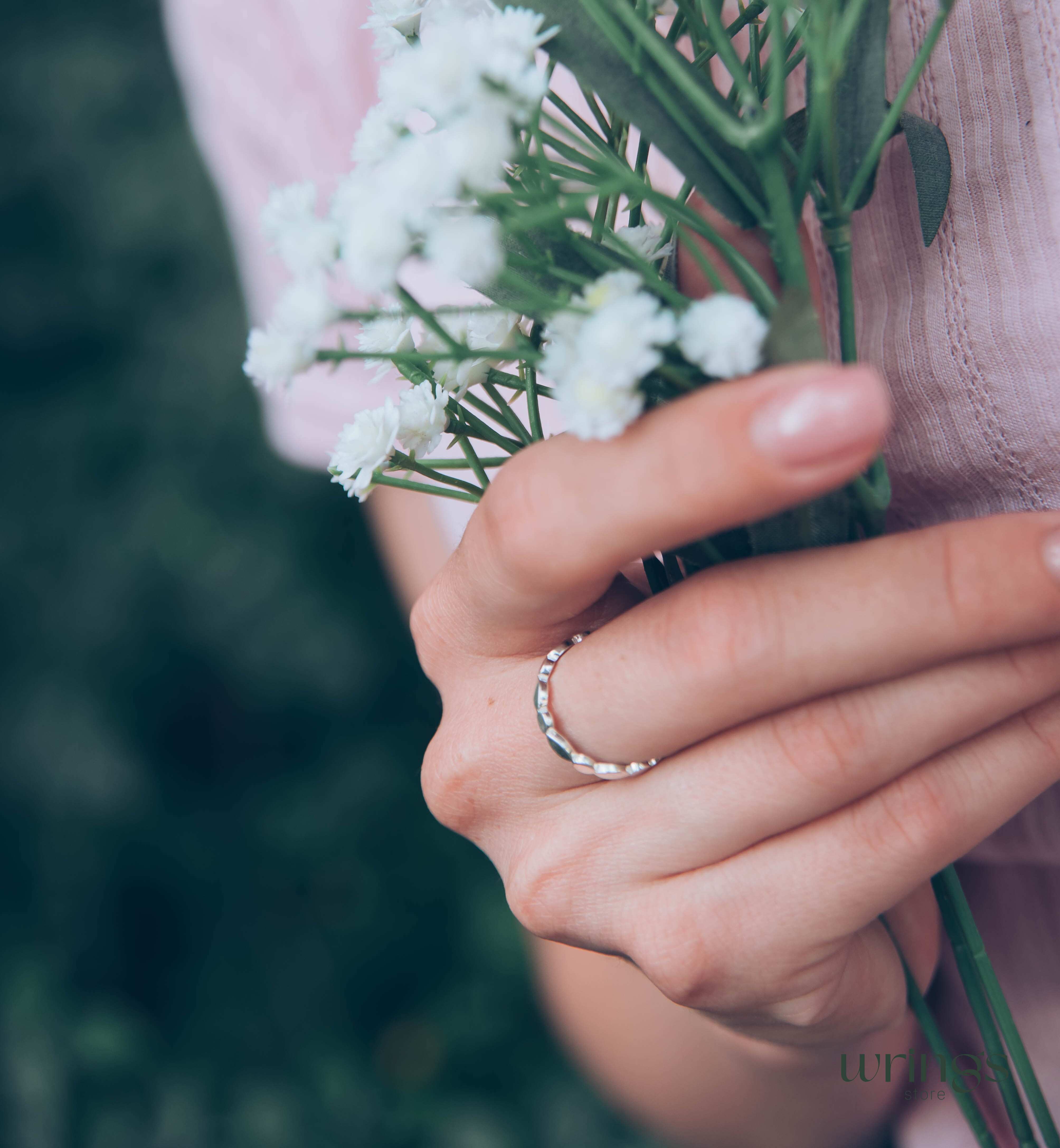 Ovals & Circles Stackable Promise Ring Silver