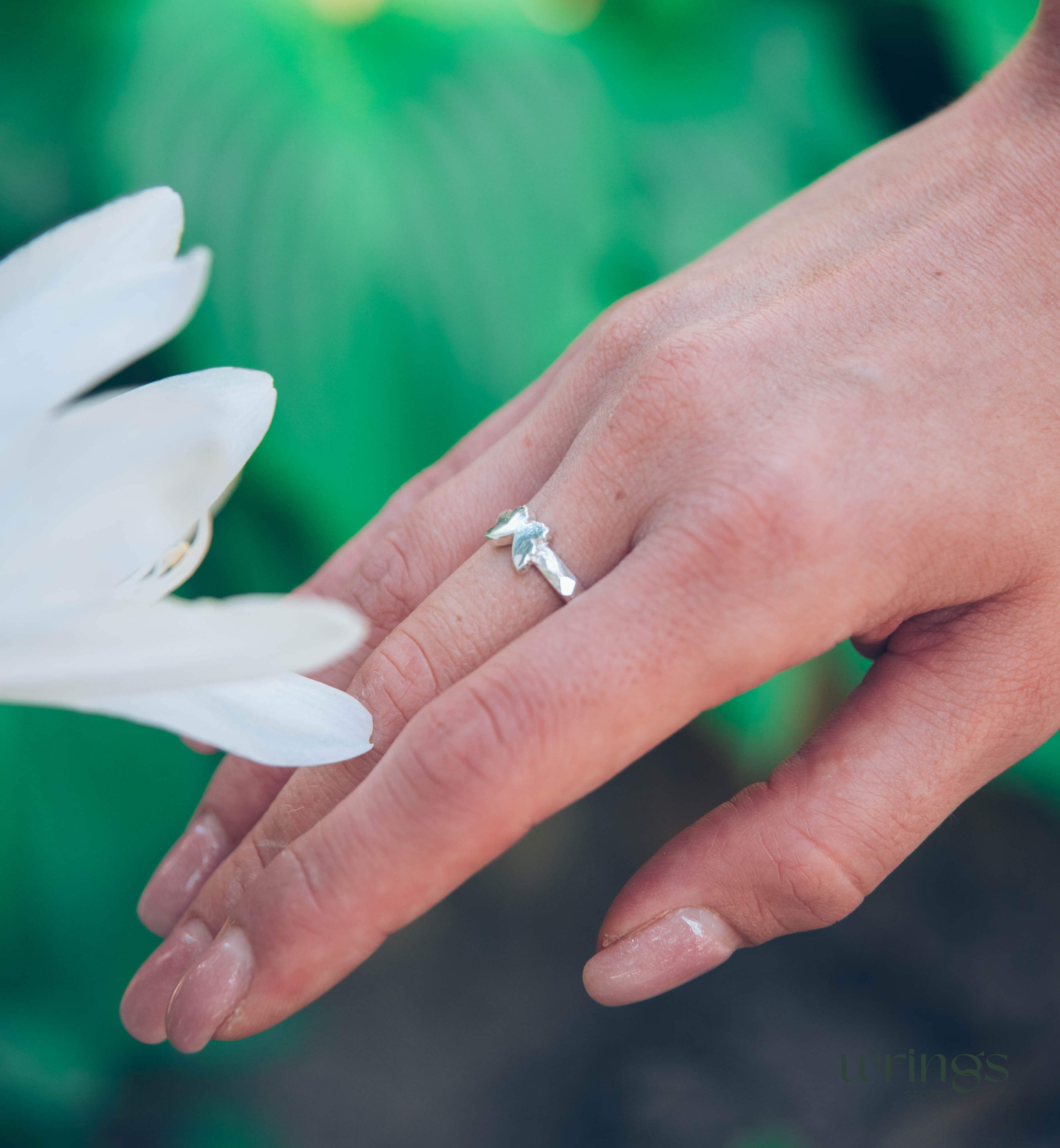 Hammered Silver Butterfly Promise Ring for Women