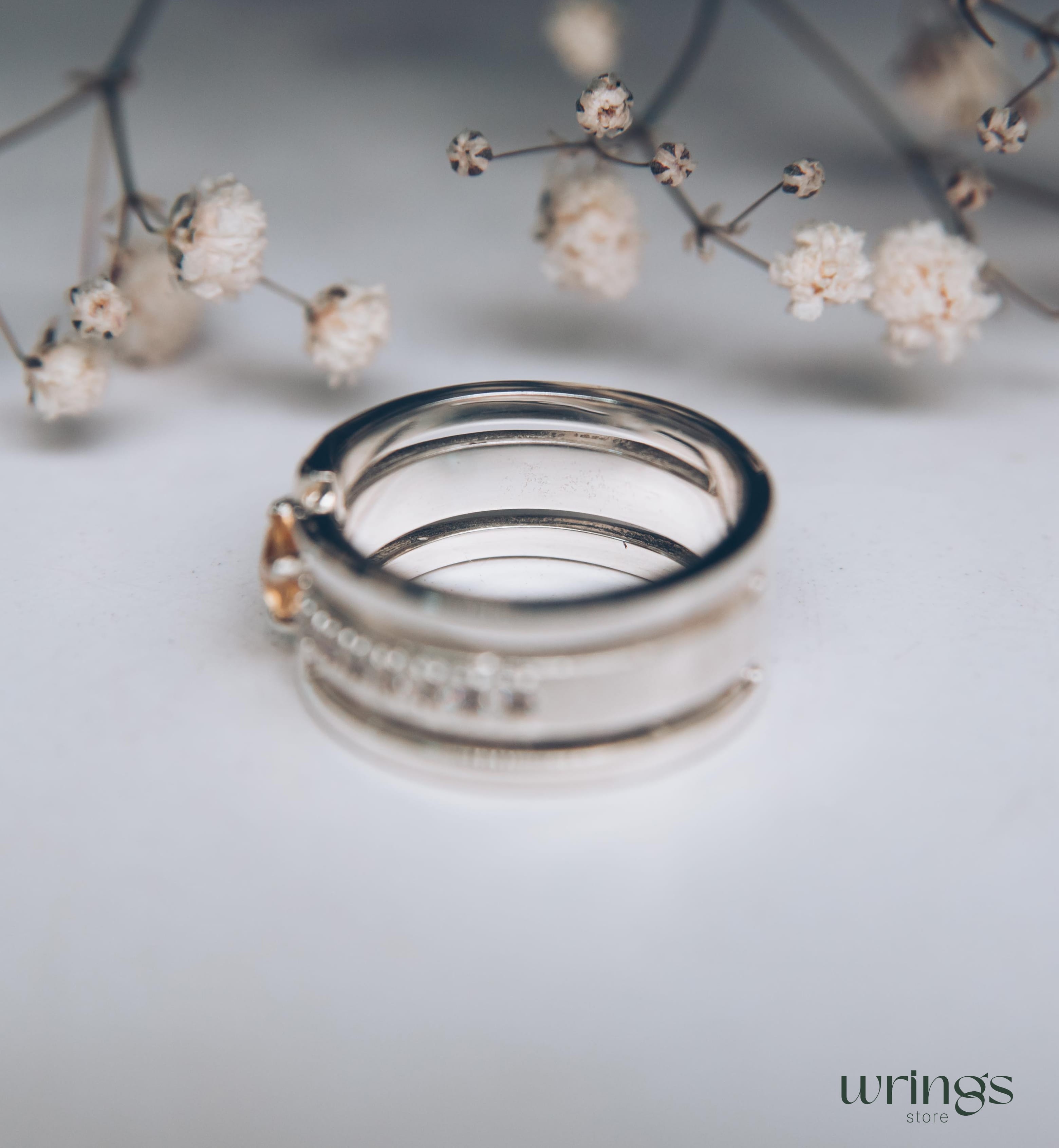Womens Modernist Statement Ring with Trillion Citrine
