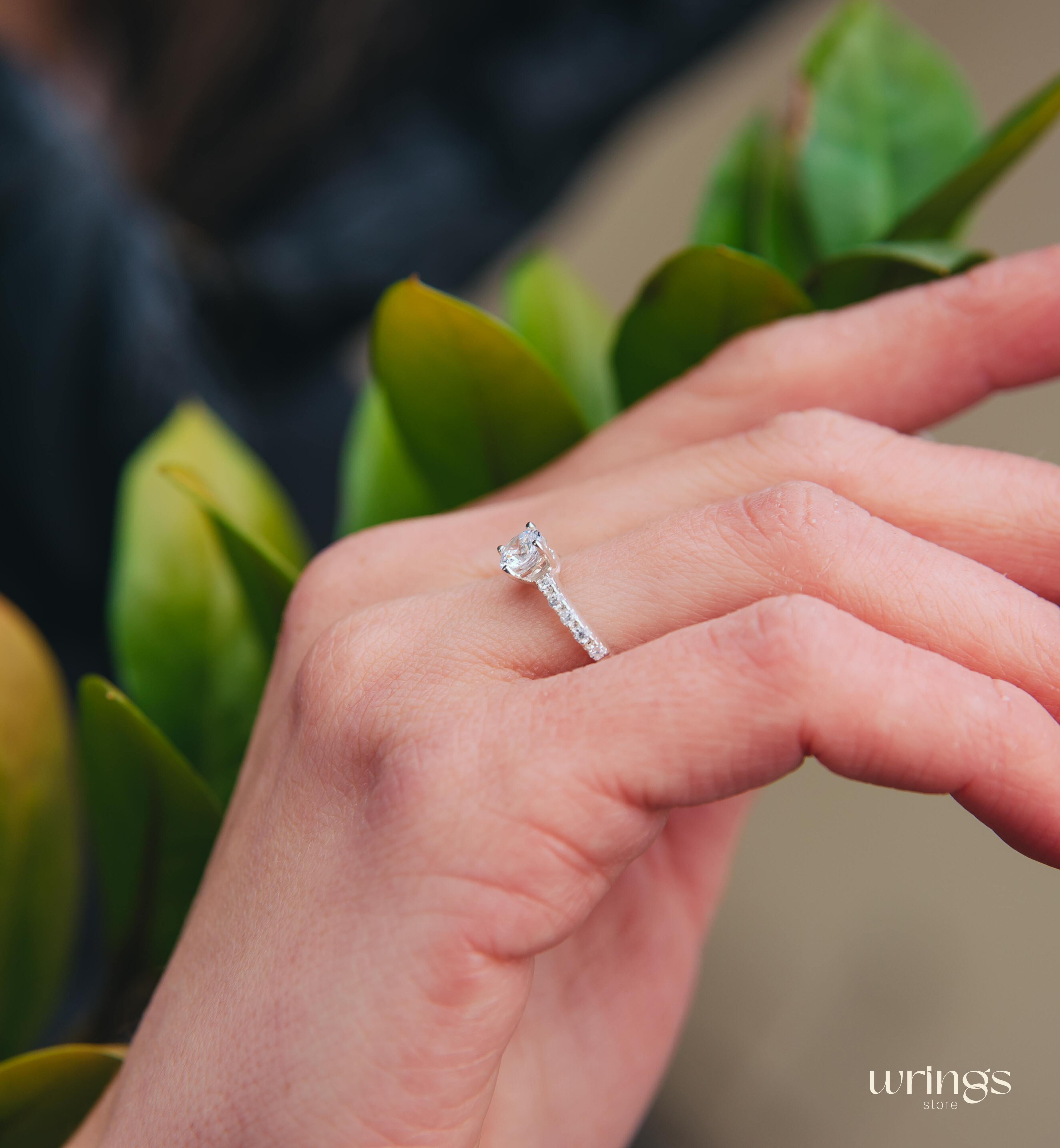 Big Round Cubic Zirconia Engagement ring with Accents