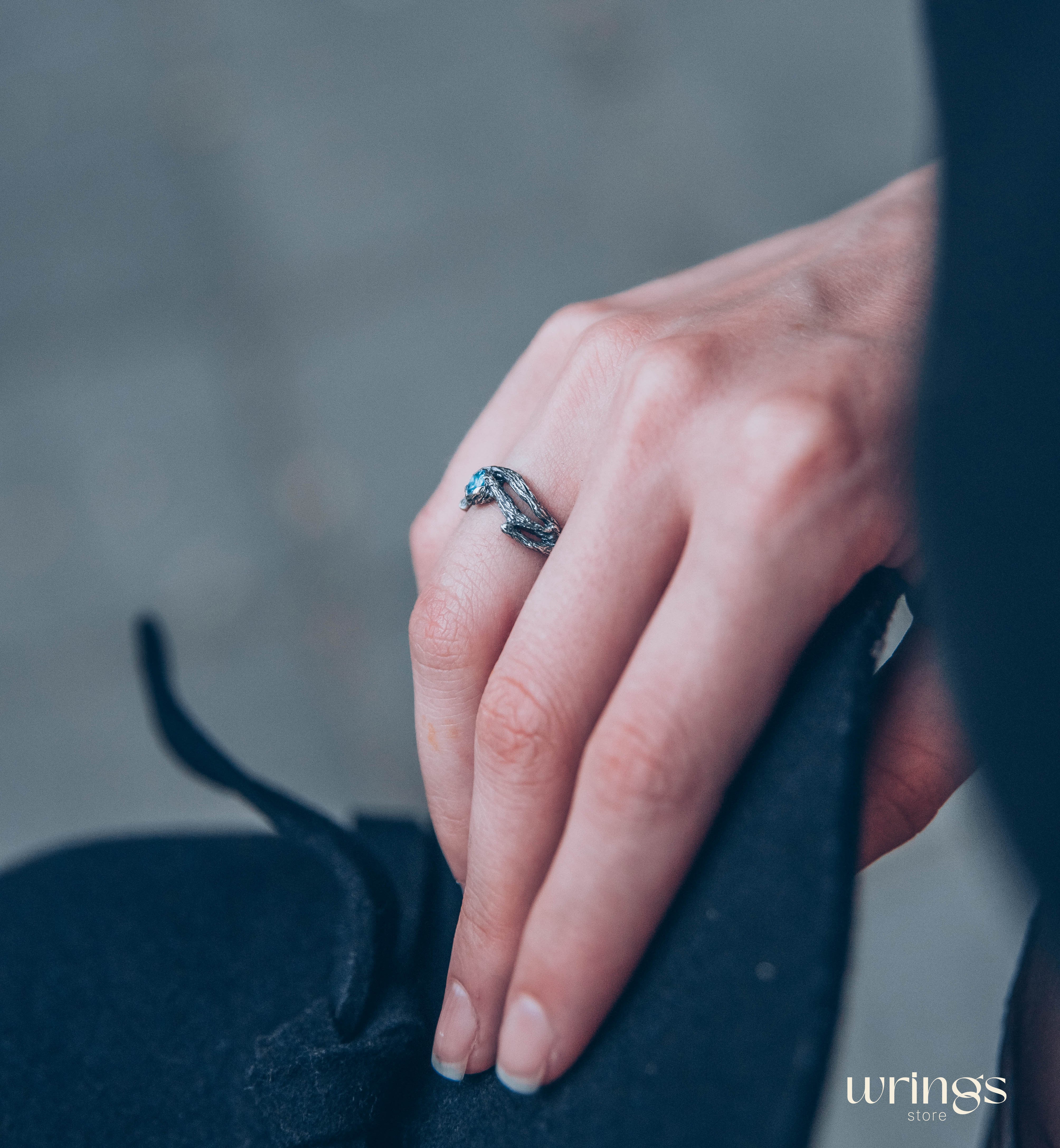 Topaz in Branches Silver Nature Enchanted Ring