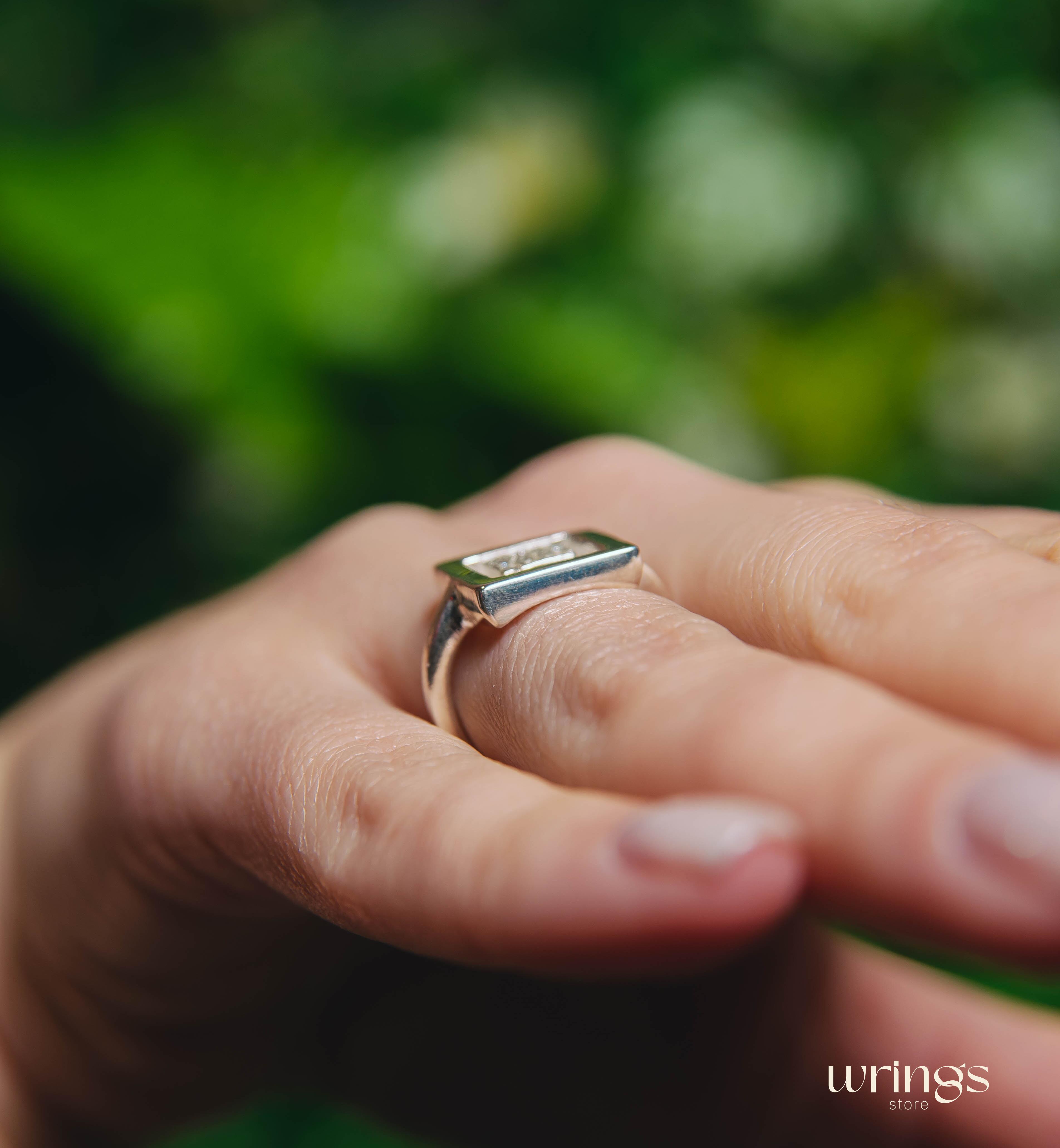 Bold Open Square Statement Ring Cubic Zirconia Stones