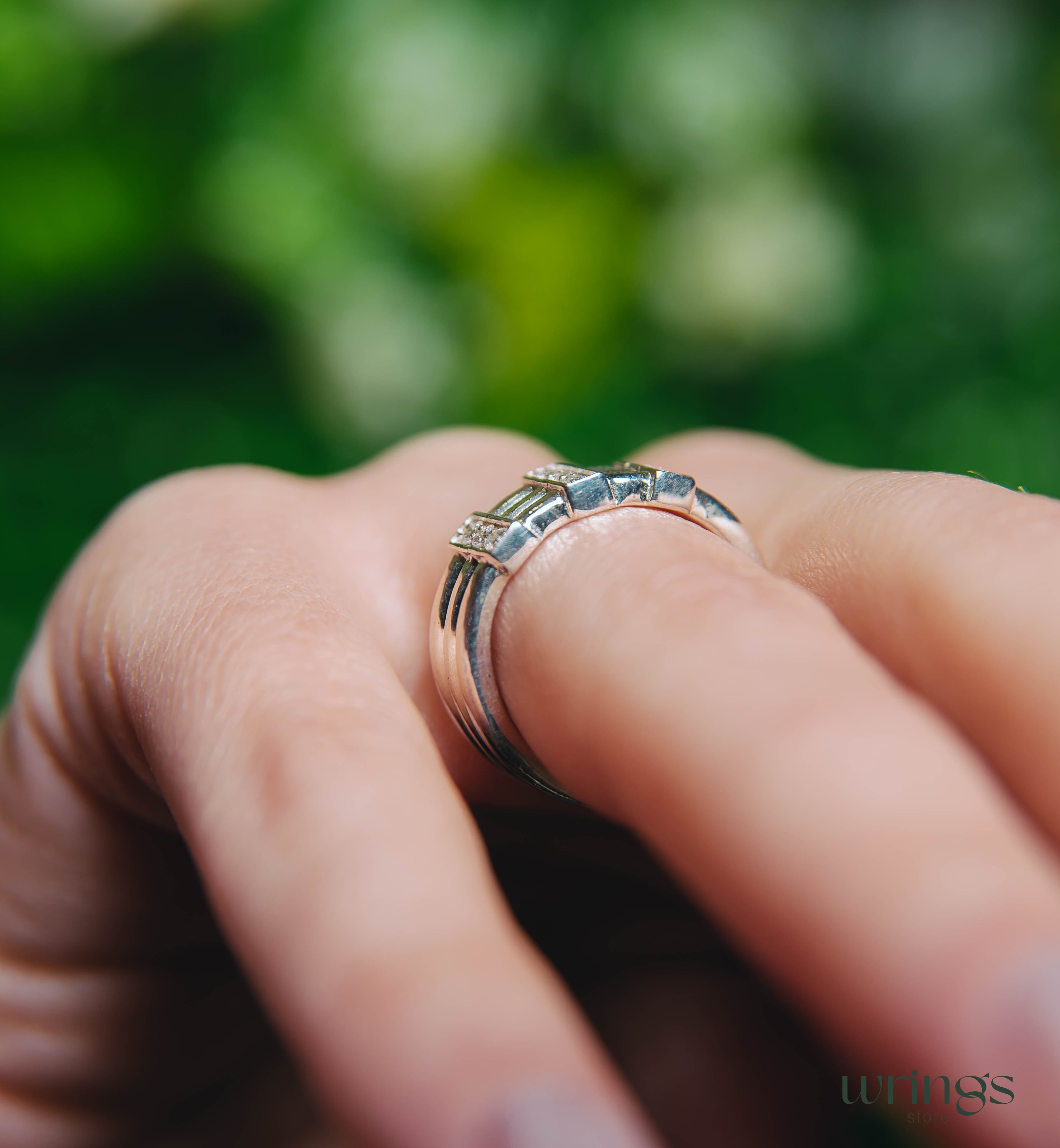 Modern Wedding Band Natural Diamonds Multi Stone