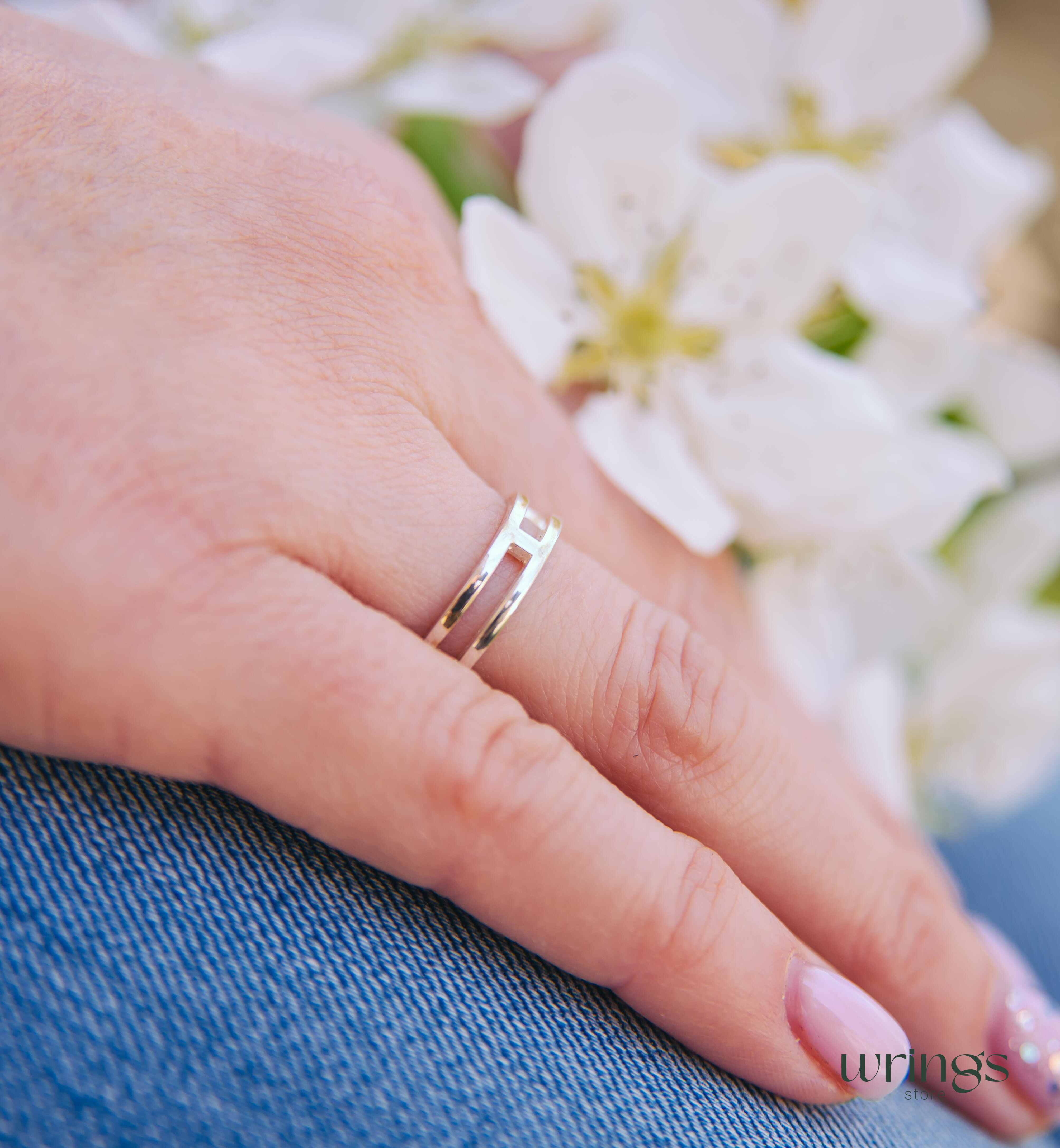 Minimalist Plain Double Band Ring Sterling Silver