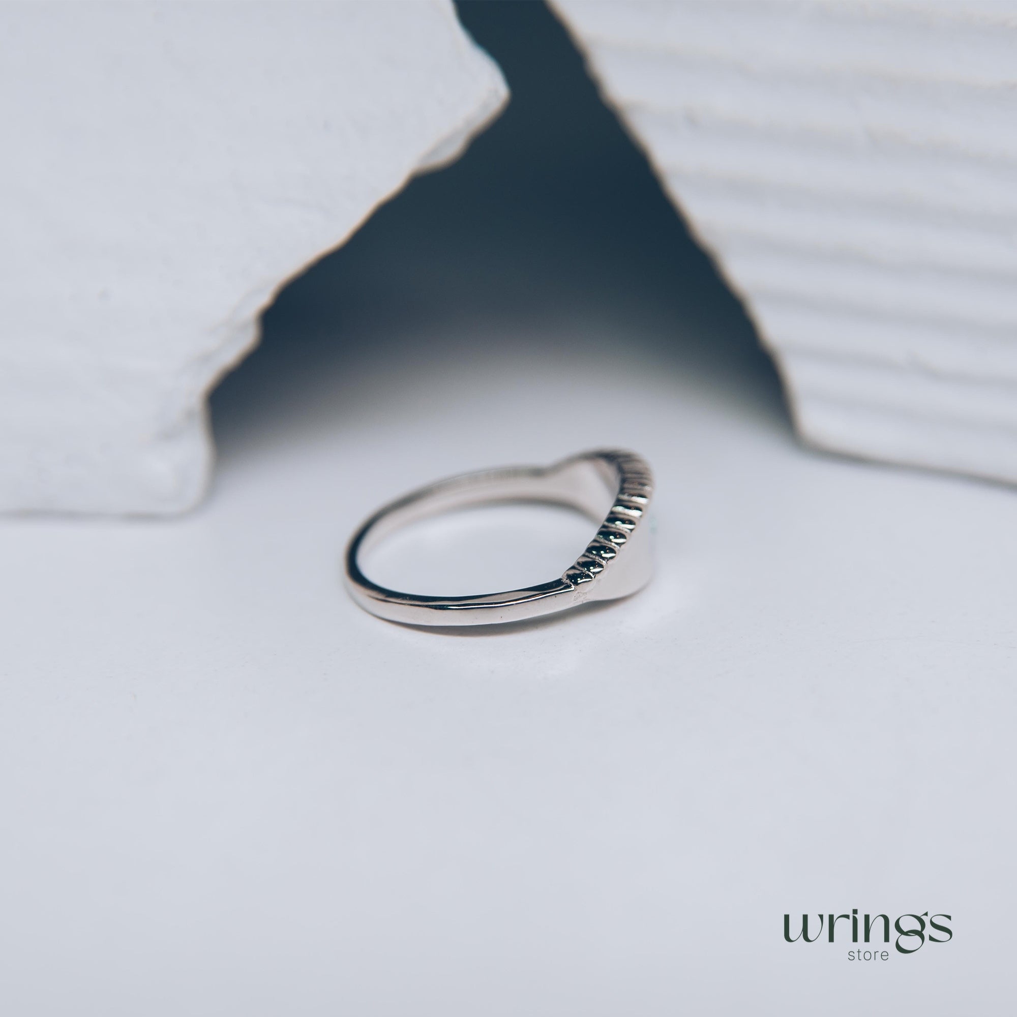 Beaded Silver & Emerald Evil Eye Ring Boho Style