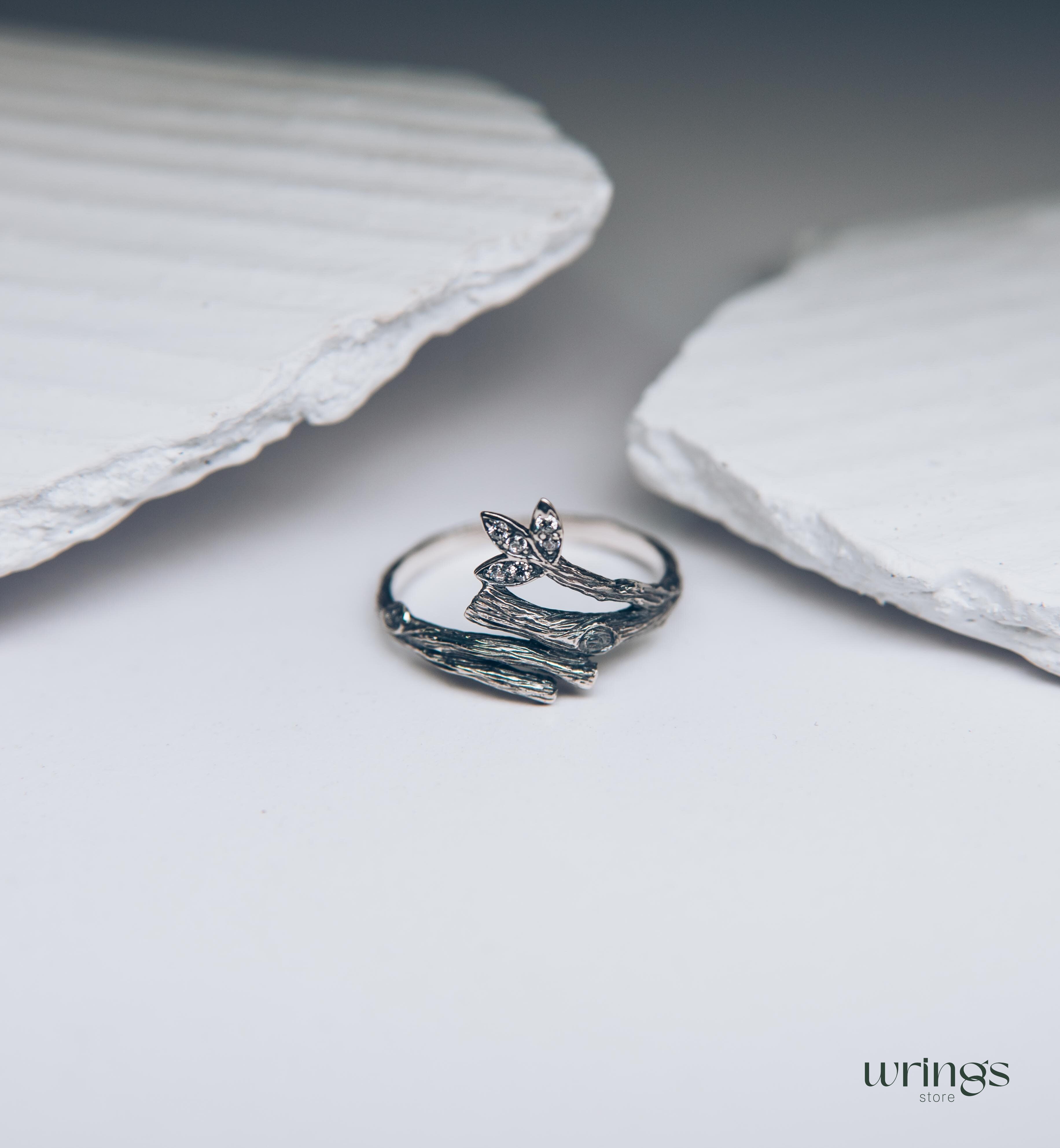 Branch and Leaves with Cubic Zirconia Womens Ring