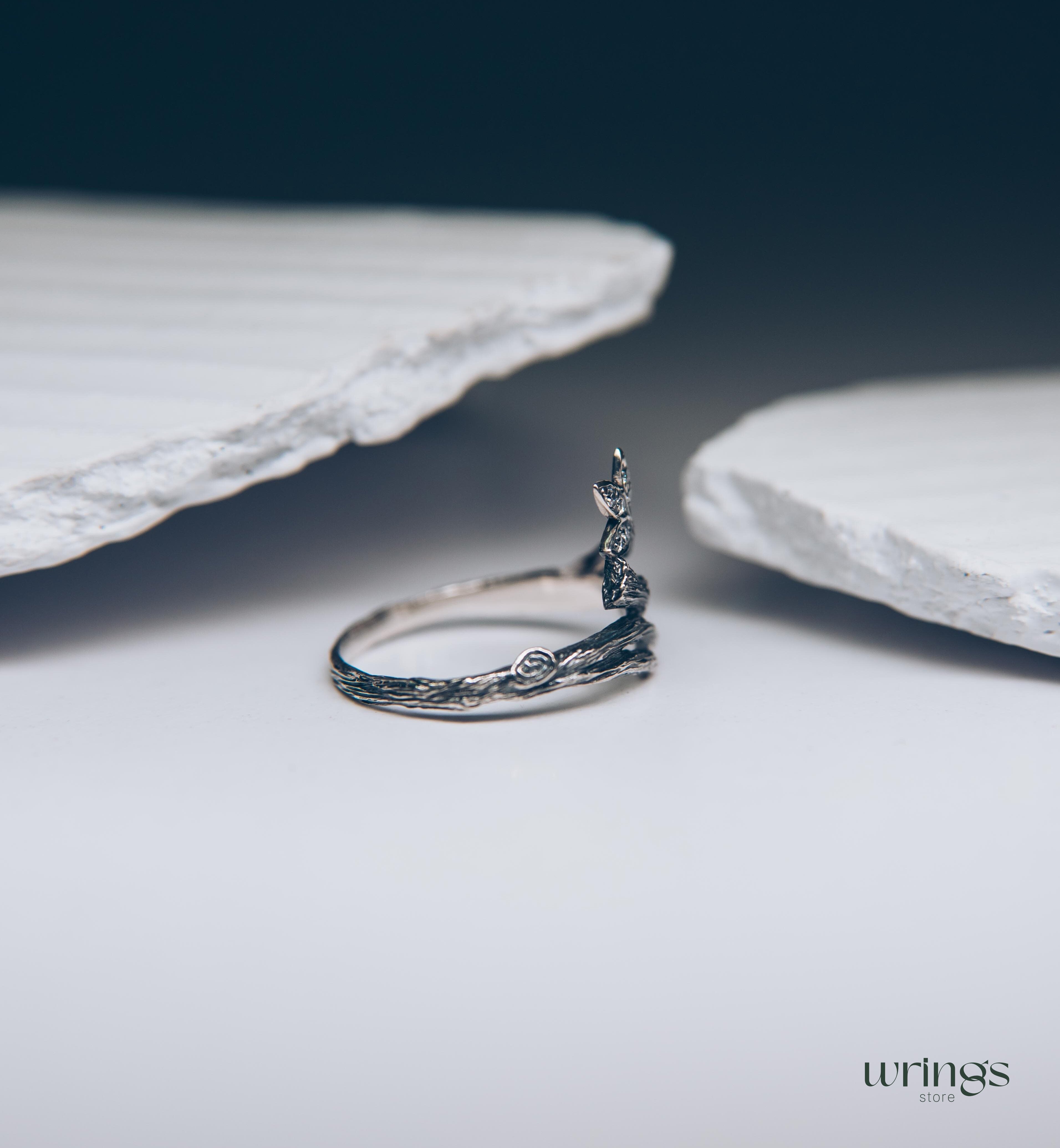 Branch and Leaves with Cubic Zirconia Womens Ring