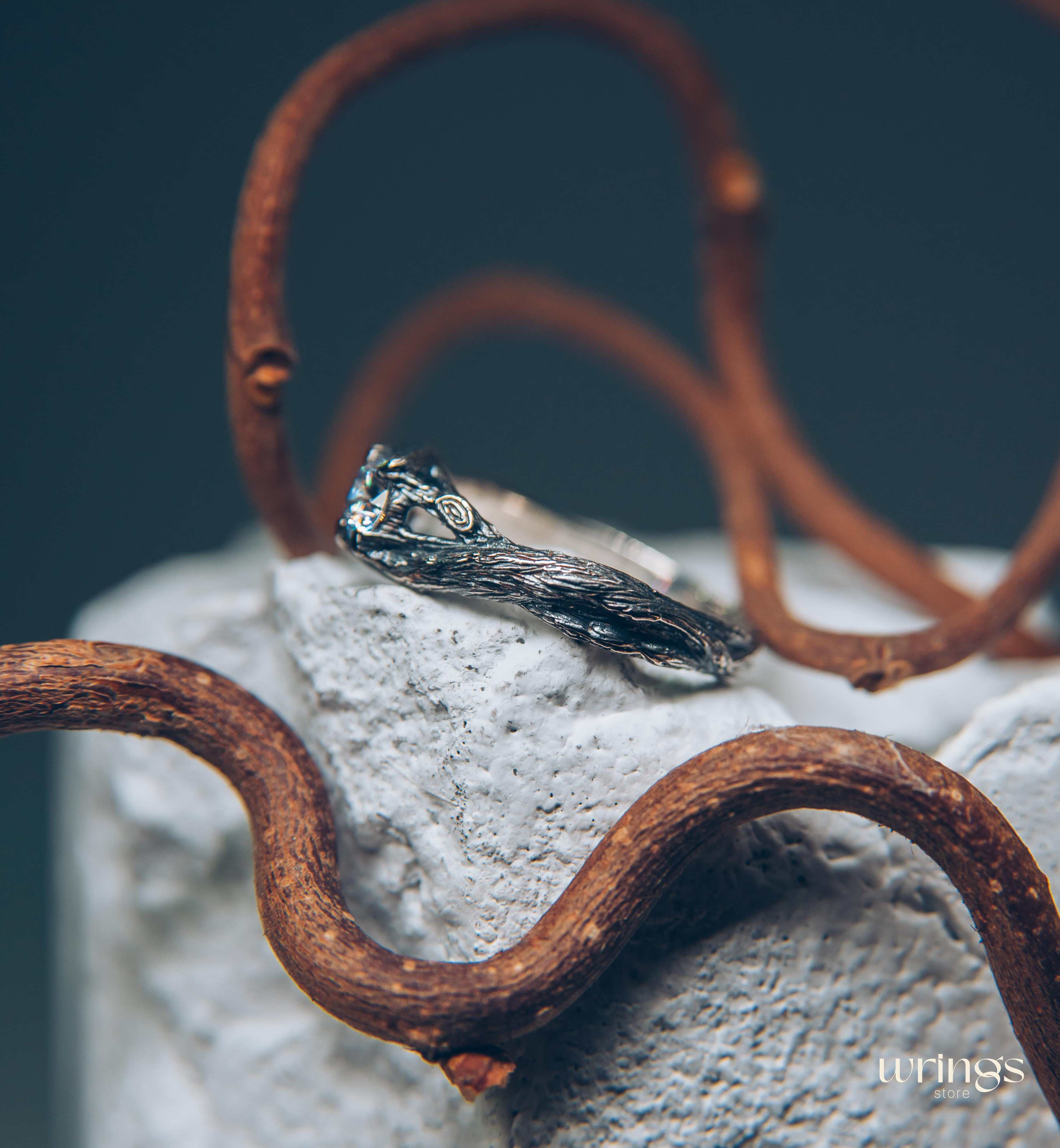 Sparkling Faux Diamond & Braided Twig Engagement Ring