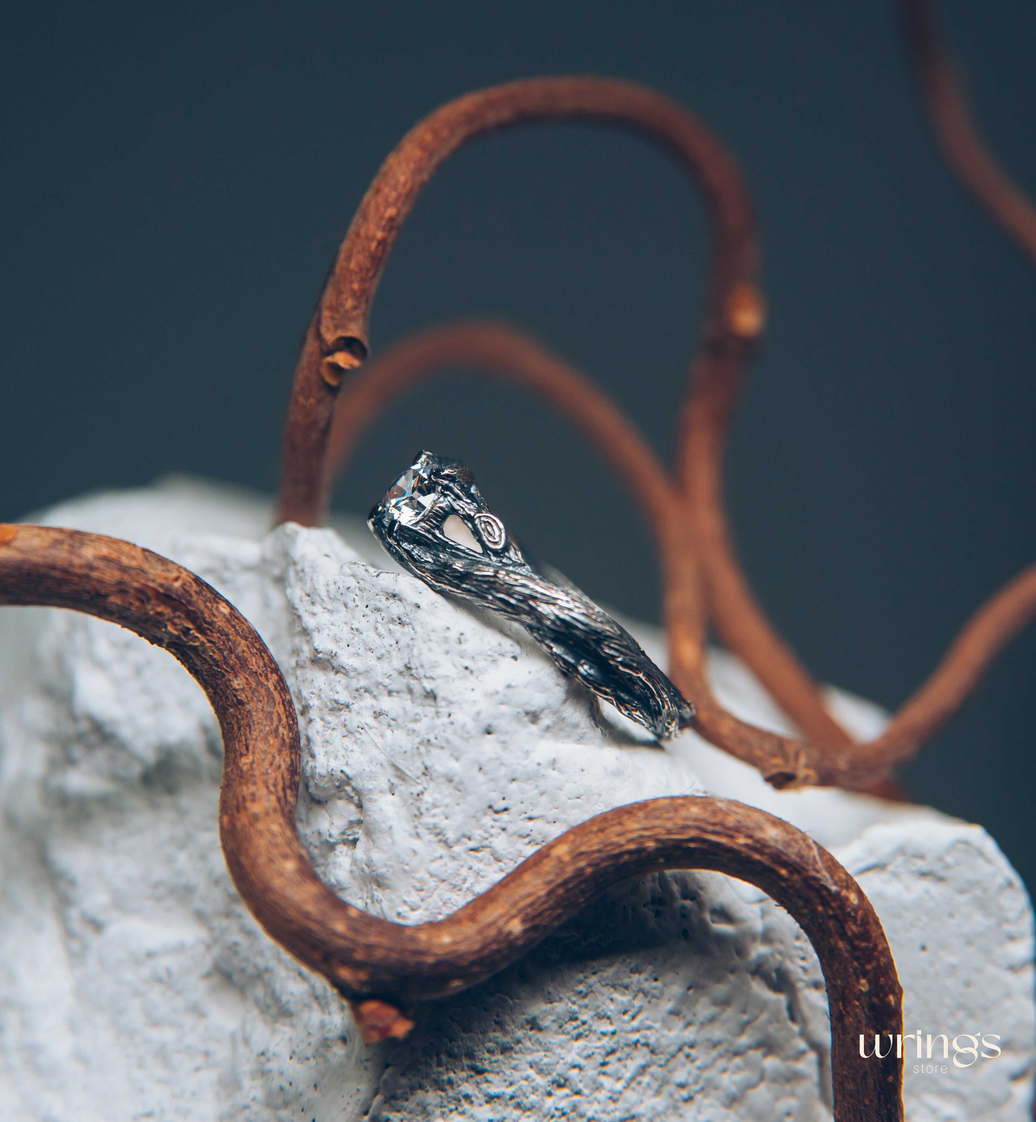 Sparkling Faux Diamond & Braided Twig Engagement Ring