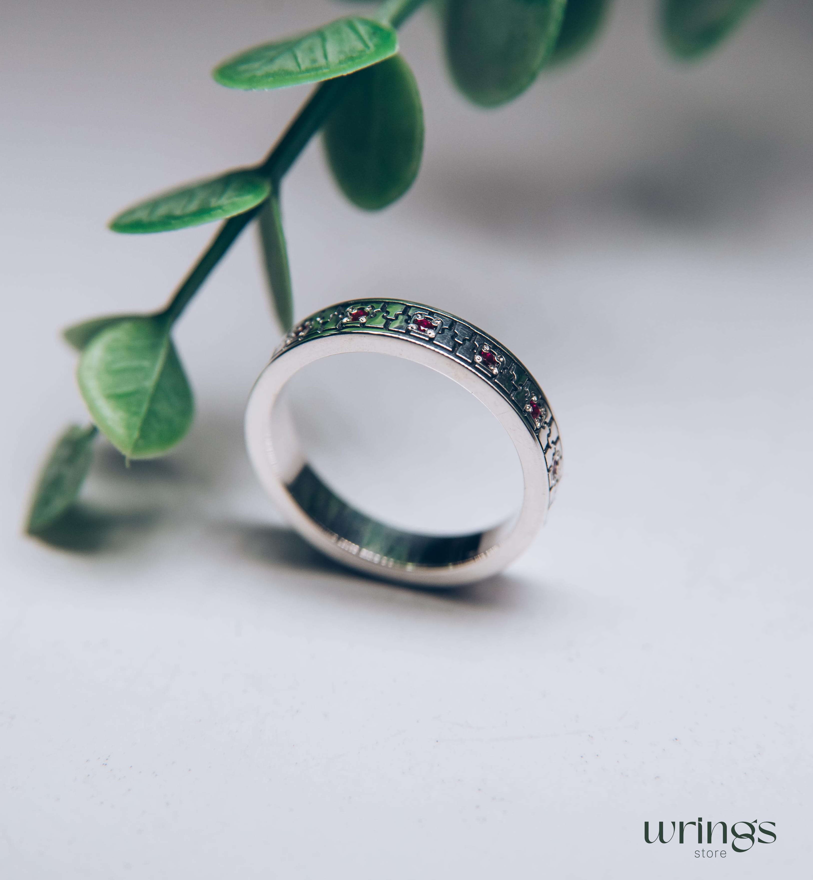 Multi Stone Silver Ring for Women Zipper Design Y2K