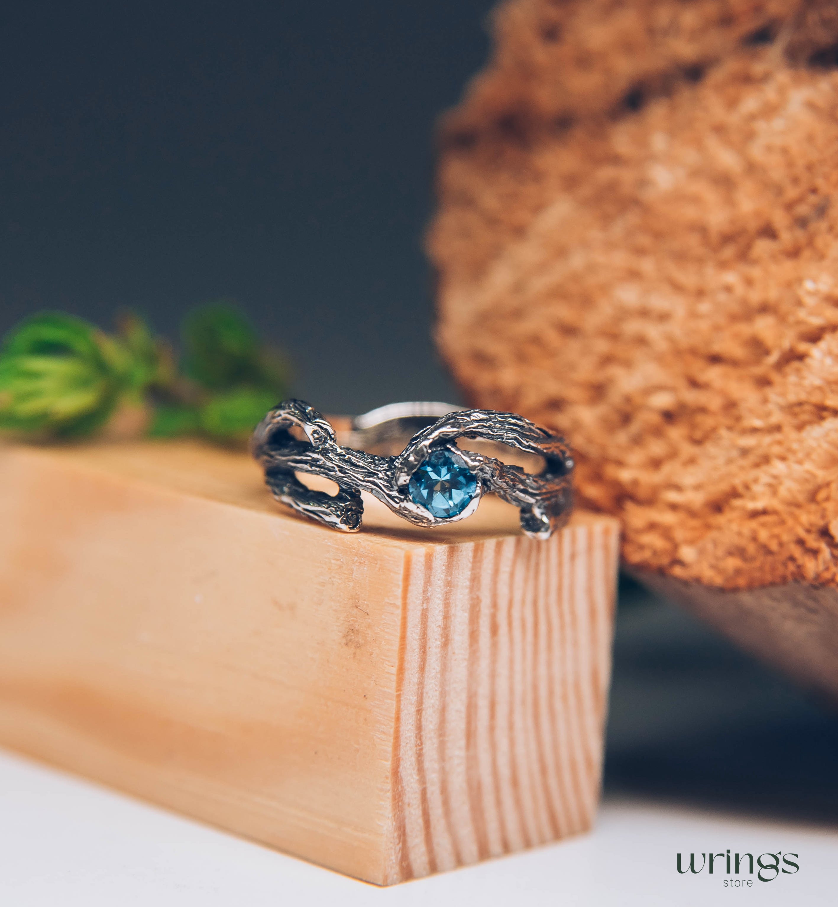 Topaz in Branches Silver Nature Enchanted Ring