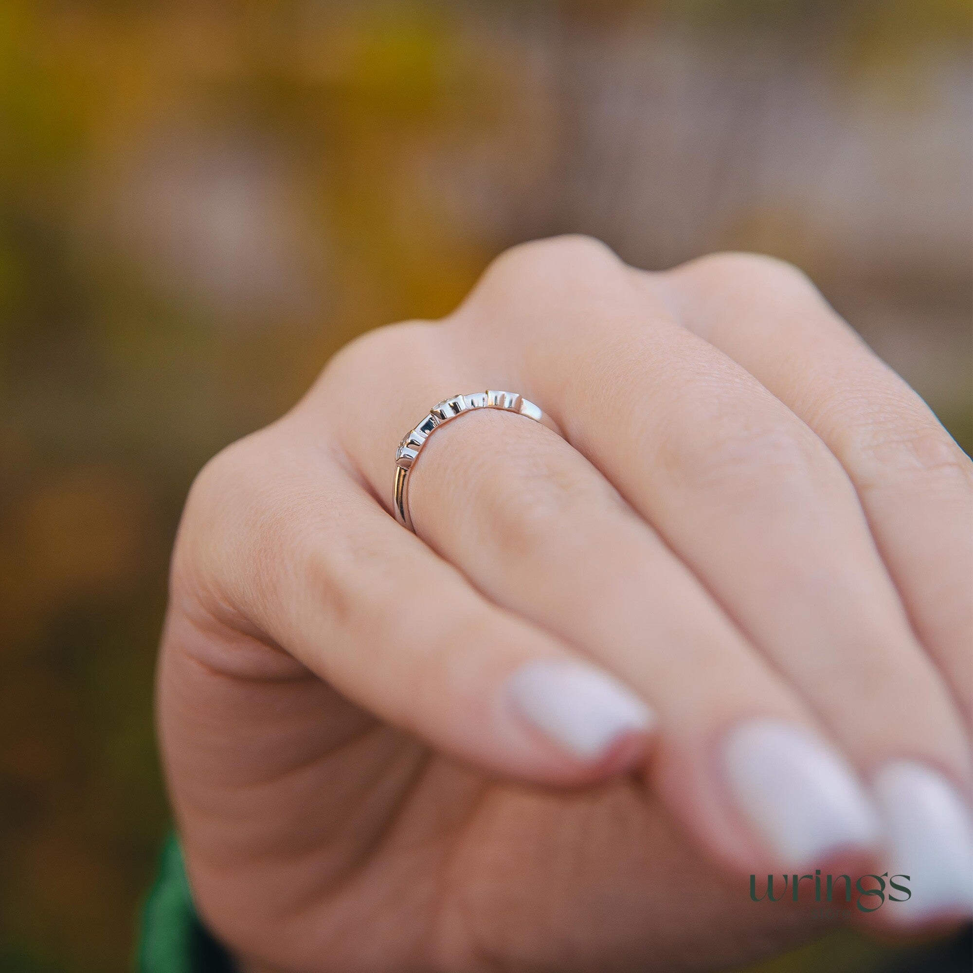 CZ in Three Hearts Silver Minimalist Wedding Band for Her