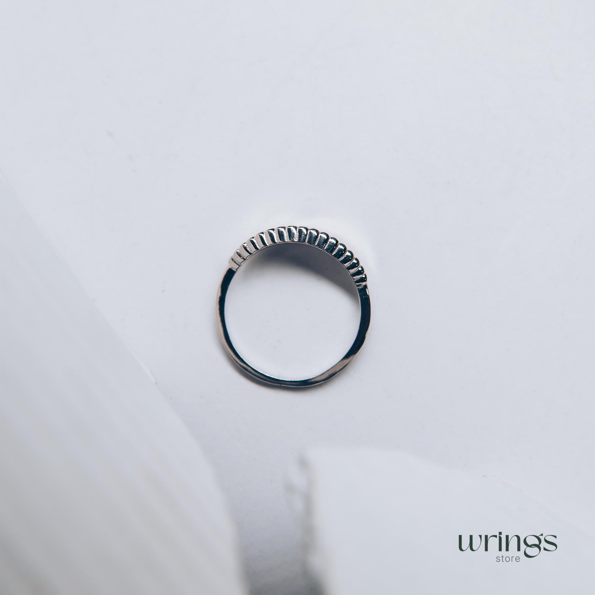 Beaded Silver & Emerald Evil Eye Ring Boho Style