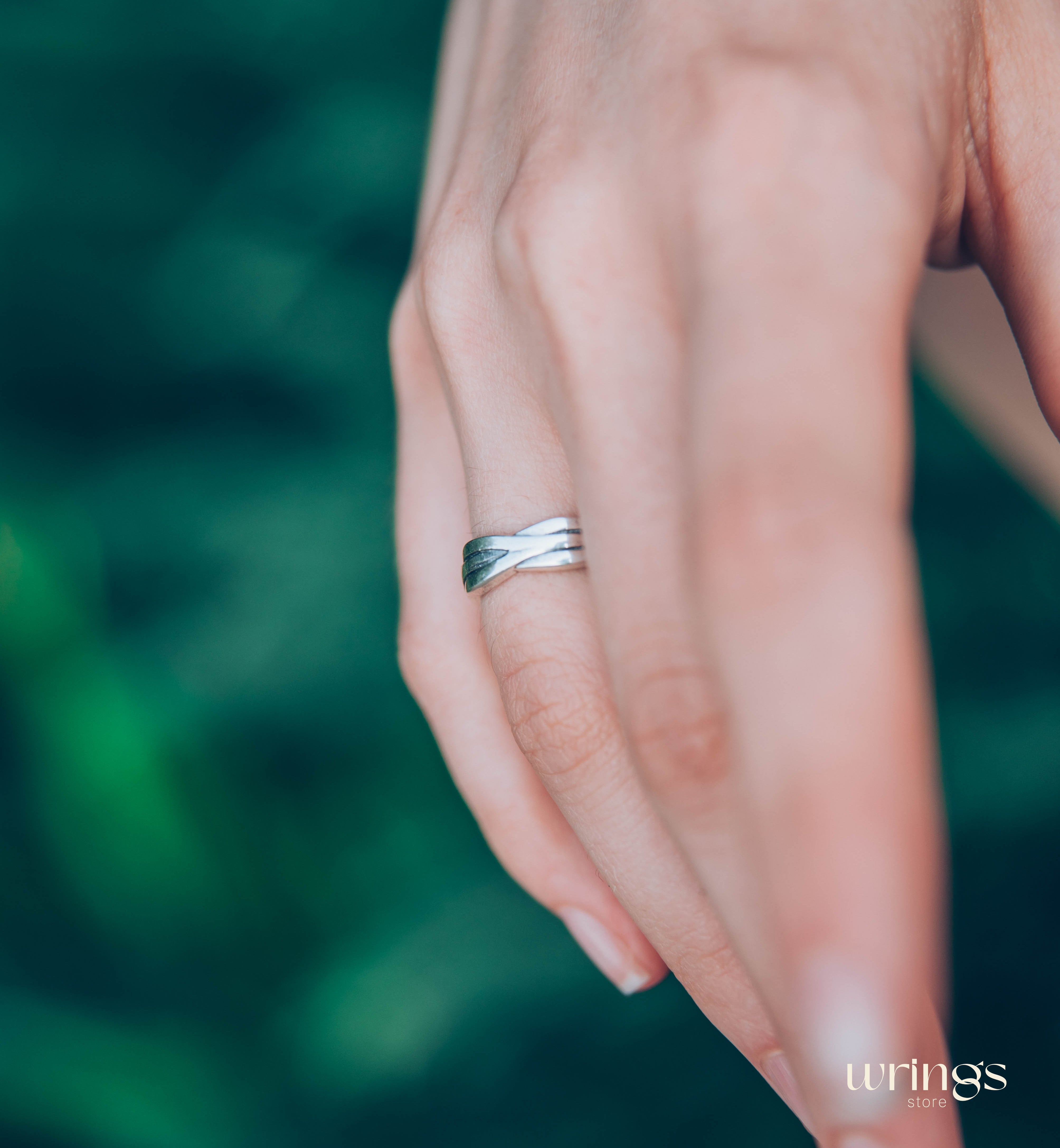 Fine Silver Wicker Wedding Band Unisex