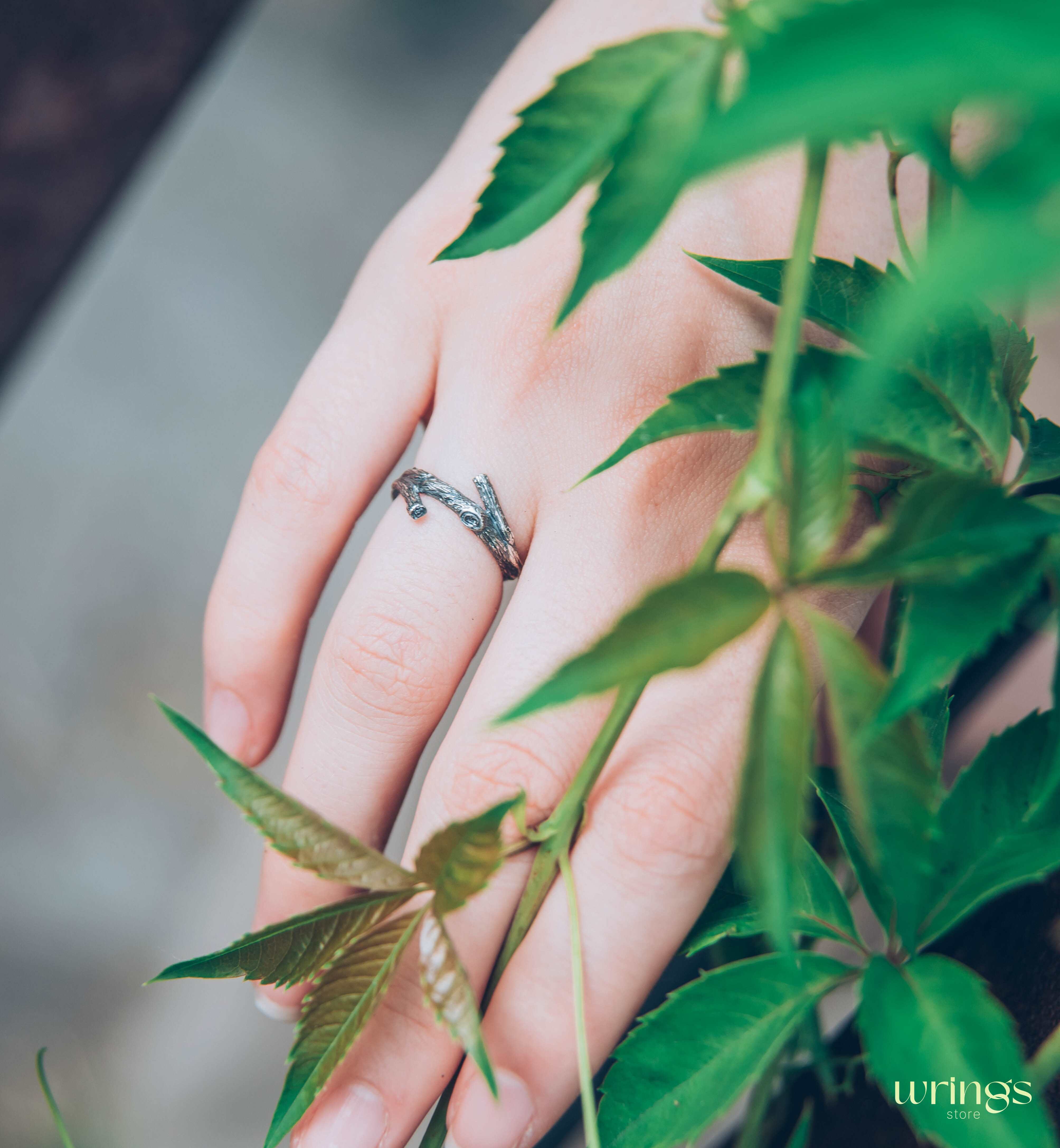 Minimalist Sterling Silver Twig Ring for Her