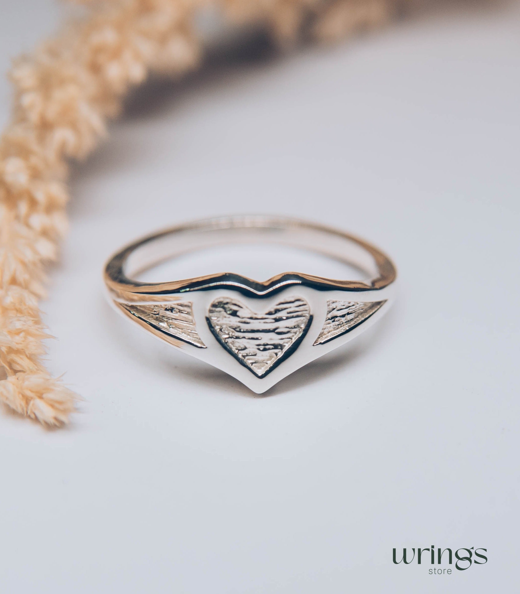Unique Silver Heart Shaped Promise Ring for Women