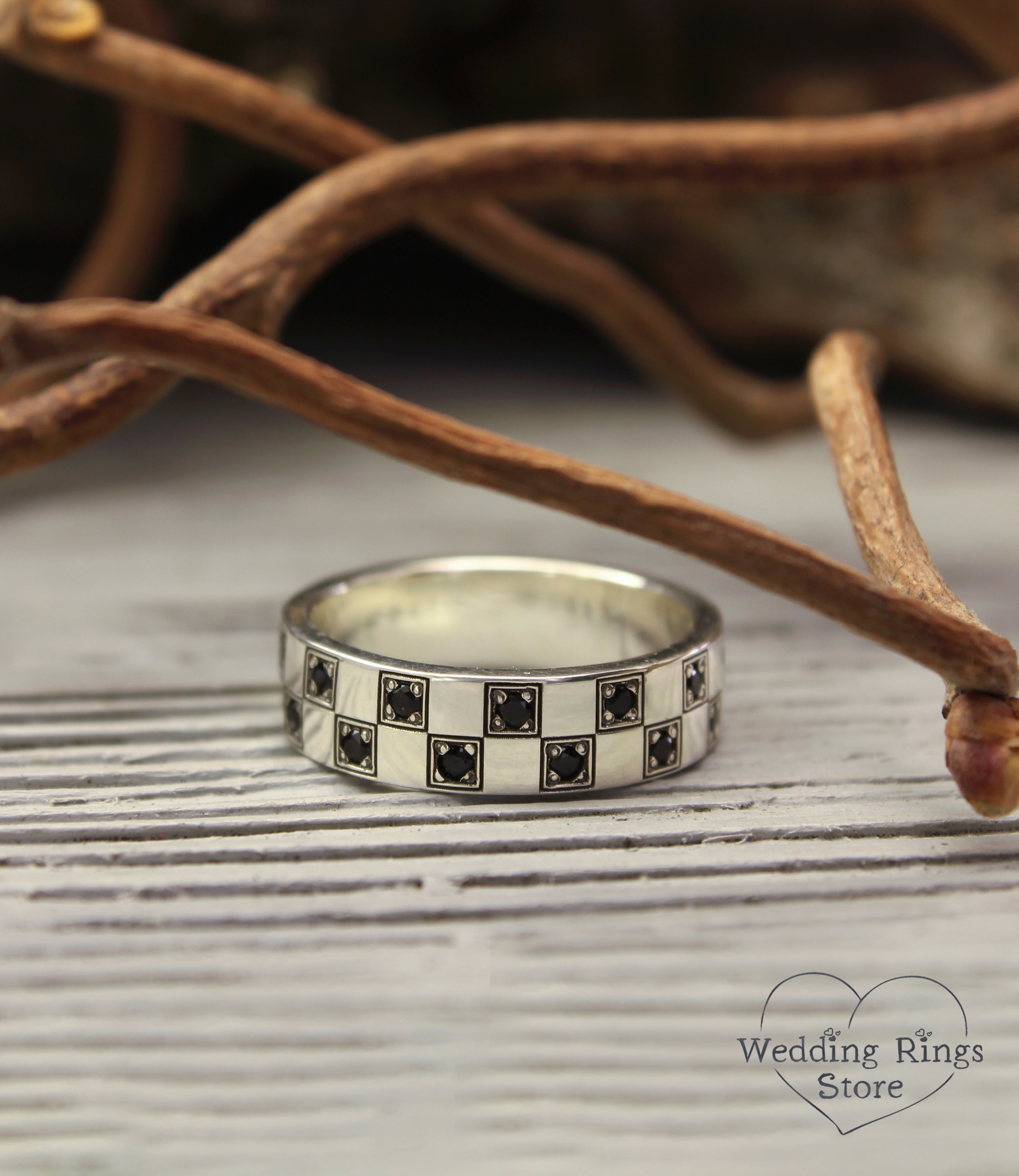 Classy Geometric & Multi Gemstone Silver Checker Ring