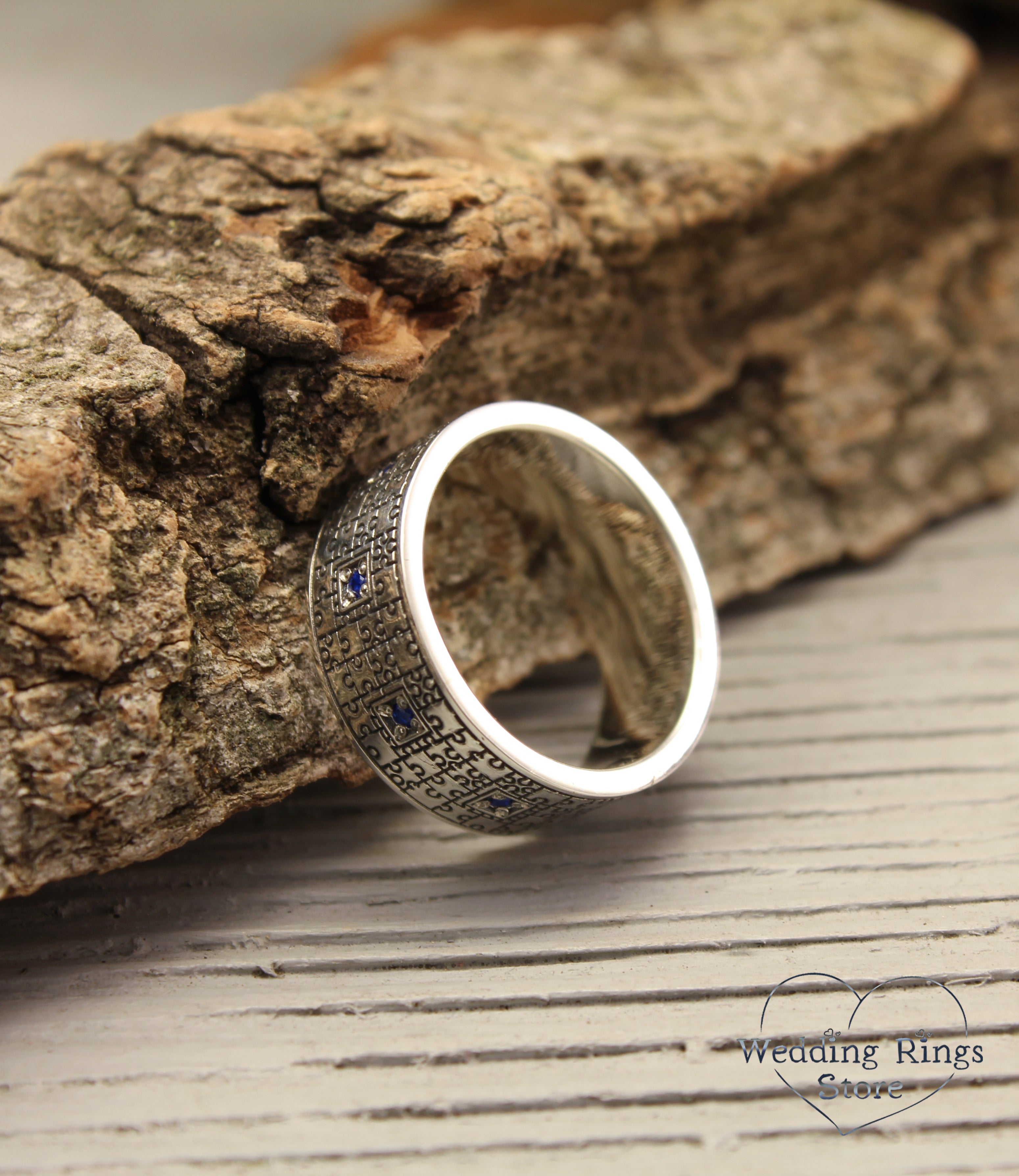 Puzzle Pieces Ring in Silver with Multi Gemstones