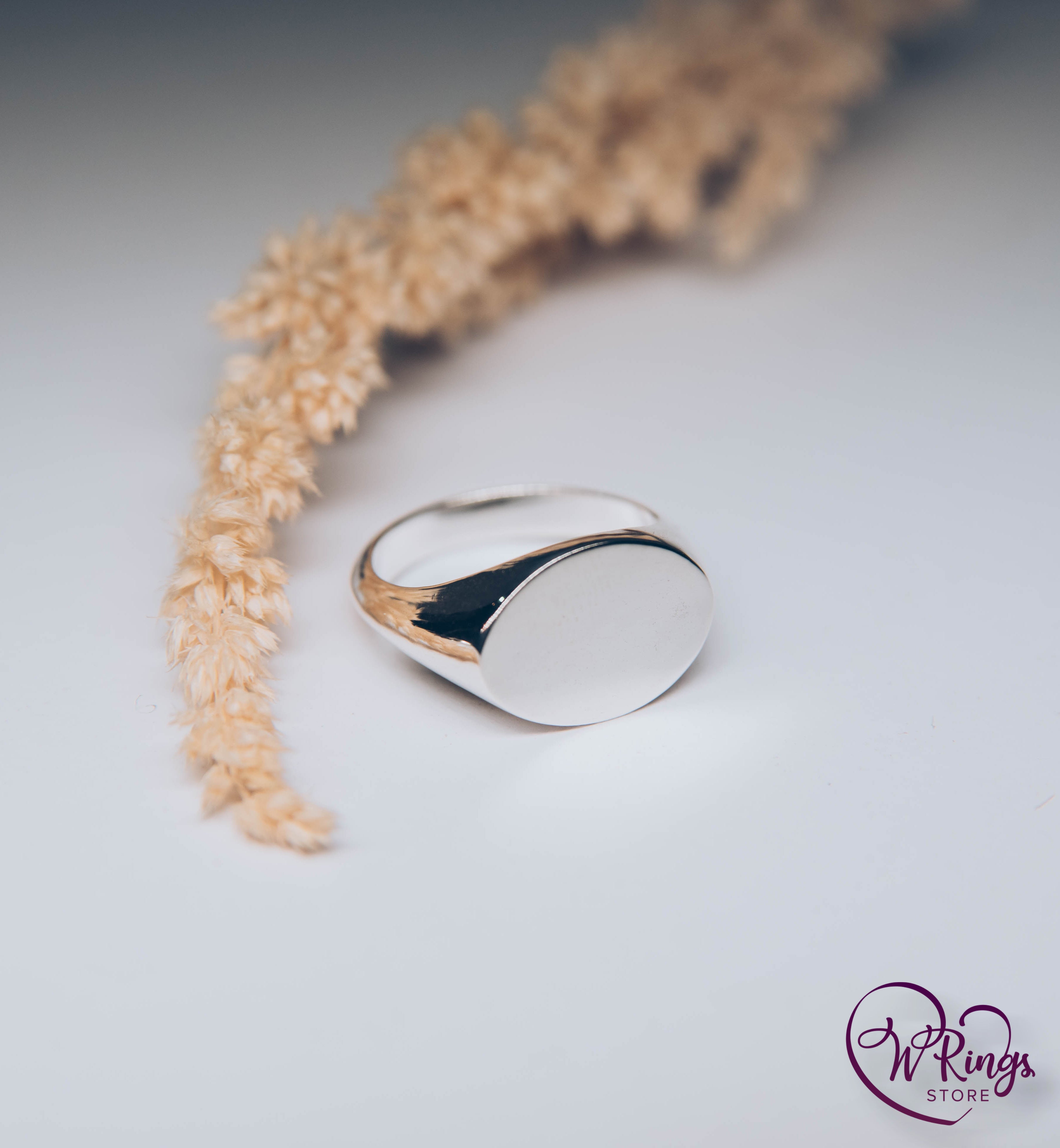 Giant Size Blank Landscape Oval Signet Ring in Sterling Silver