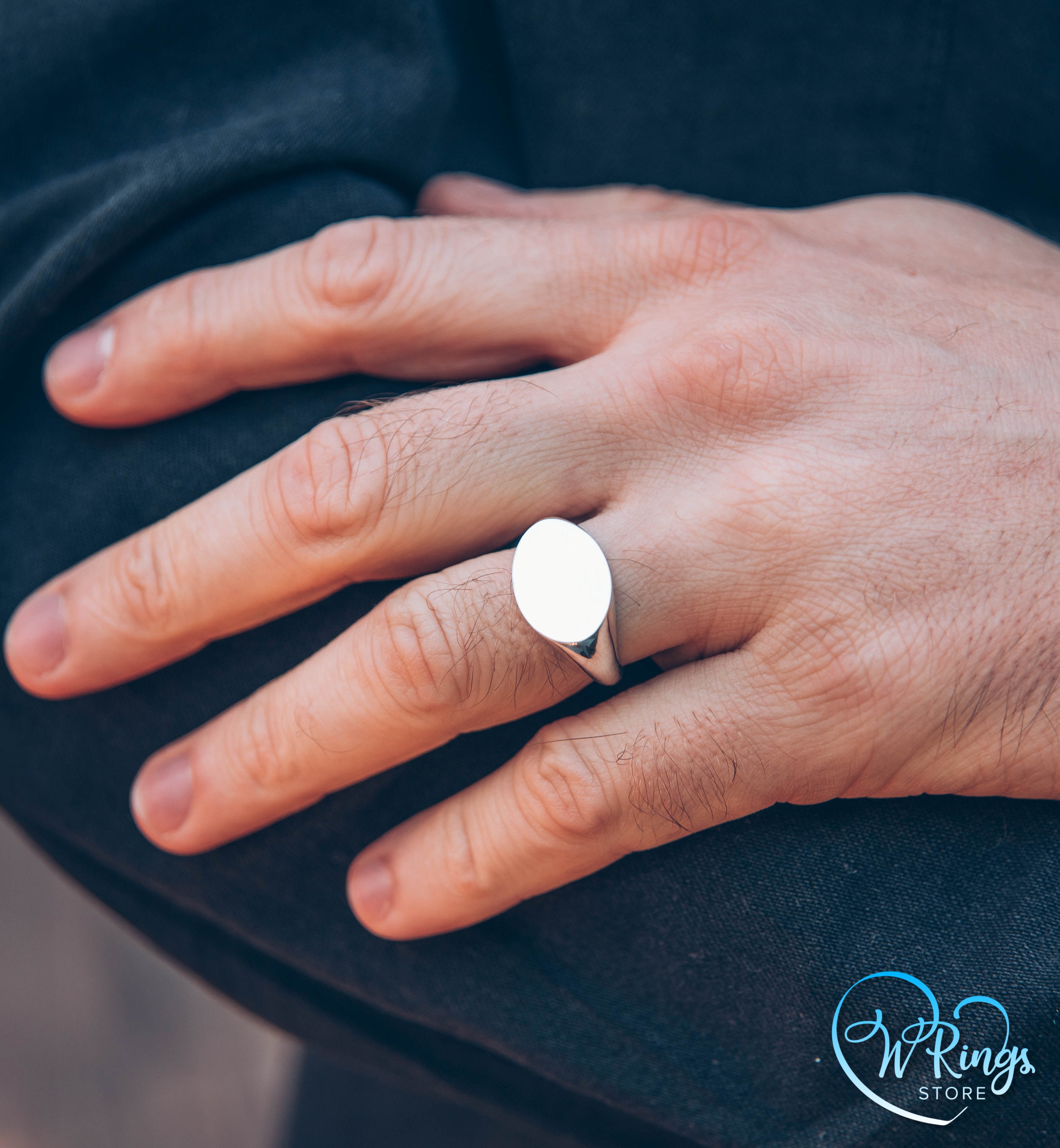 Giant Size Blank Landscape Oval Signet Ring in Sterling Silver