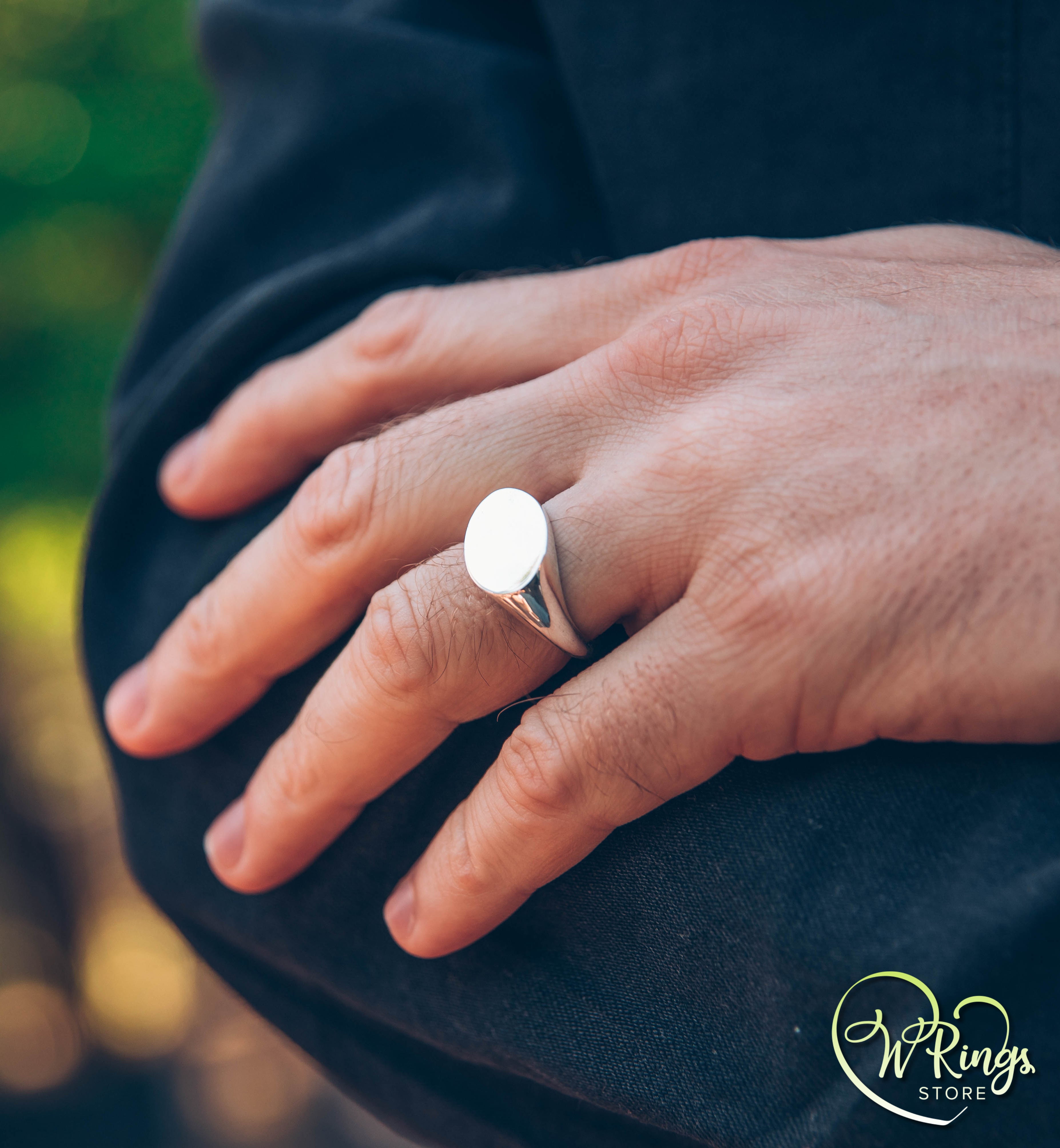 Giant Size Blank Landscape Oval Signet Ring in Sterling Silver