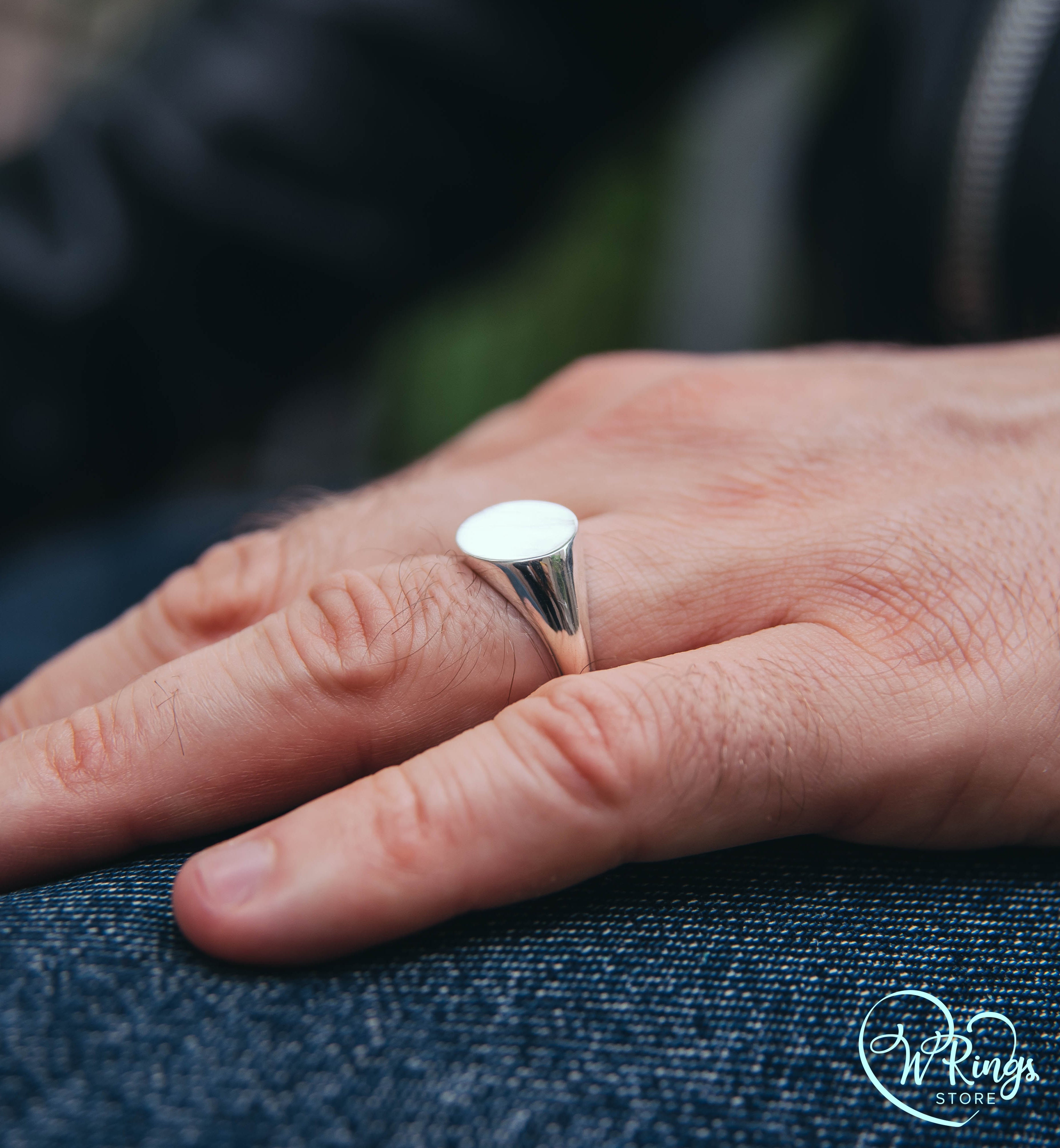 Giant Size Blank Landscape Oval Signet Ring in Sterling Silver