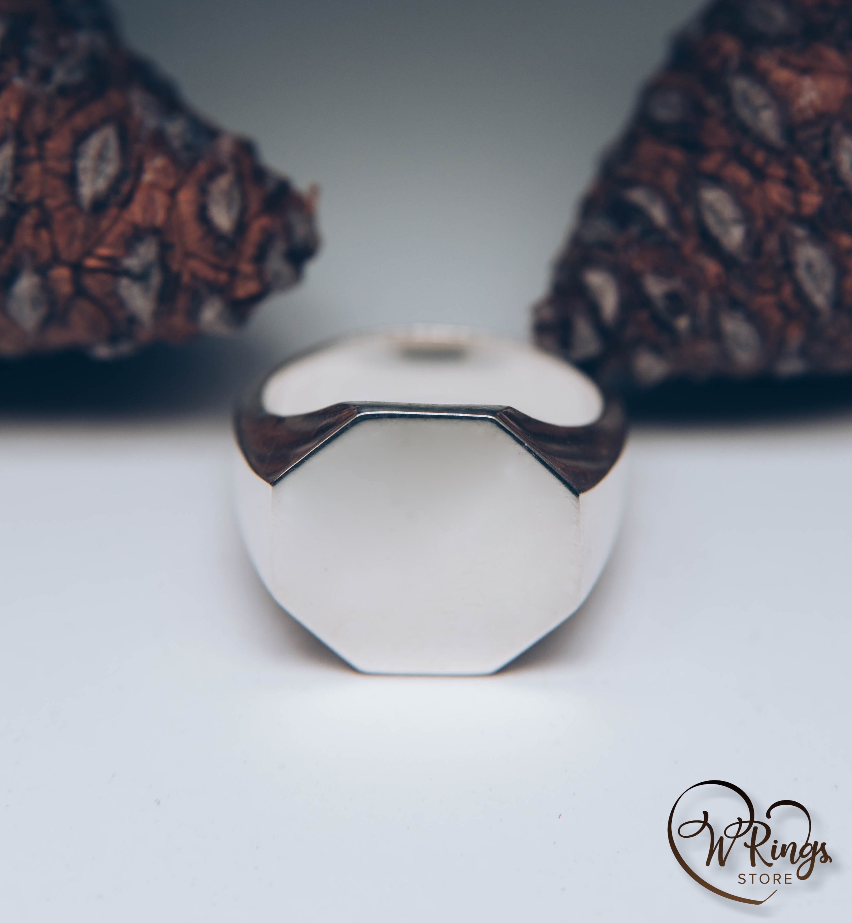 Giant Size Blank Octagon Signet Ring in Sterling Silver