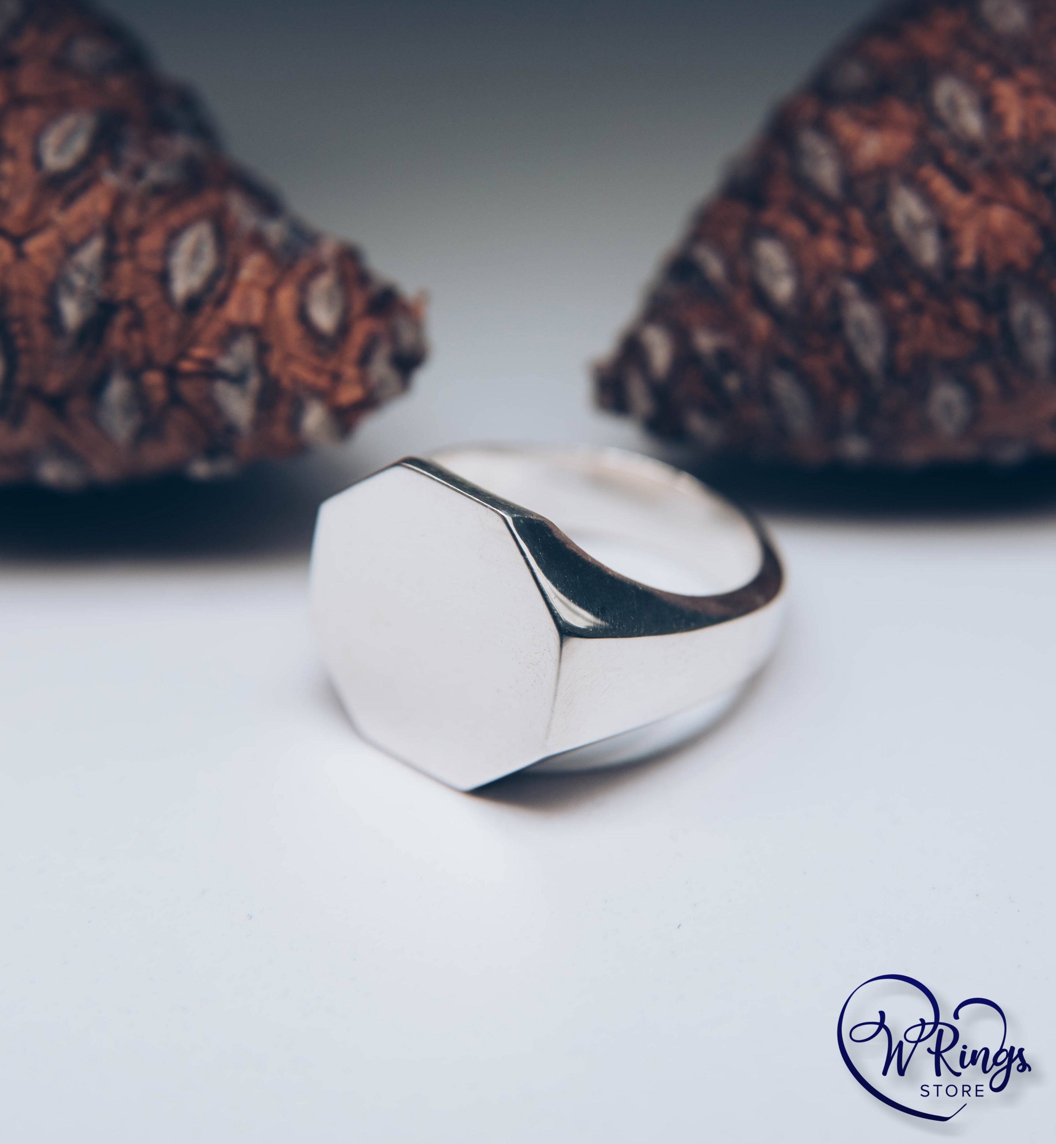 Giant Size Blank Octagon Signet Ring in Sterling Silver